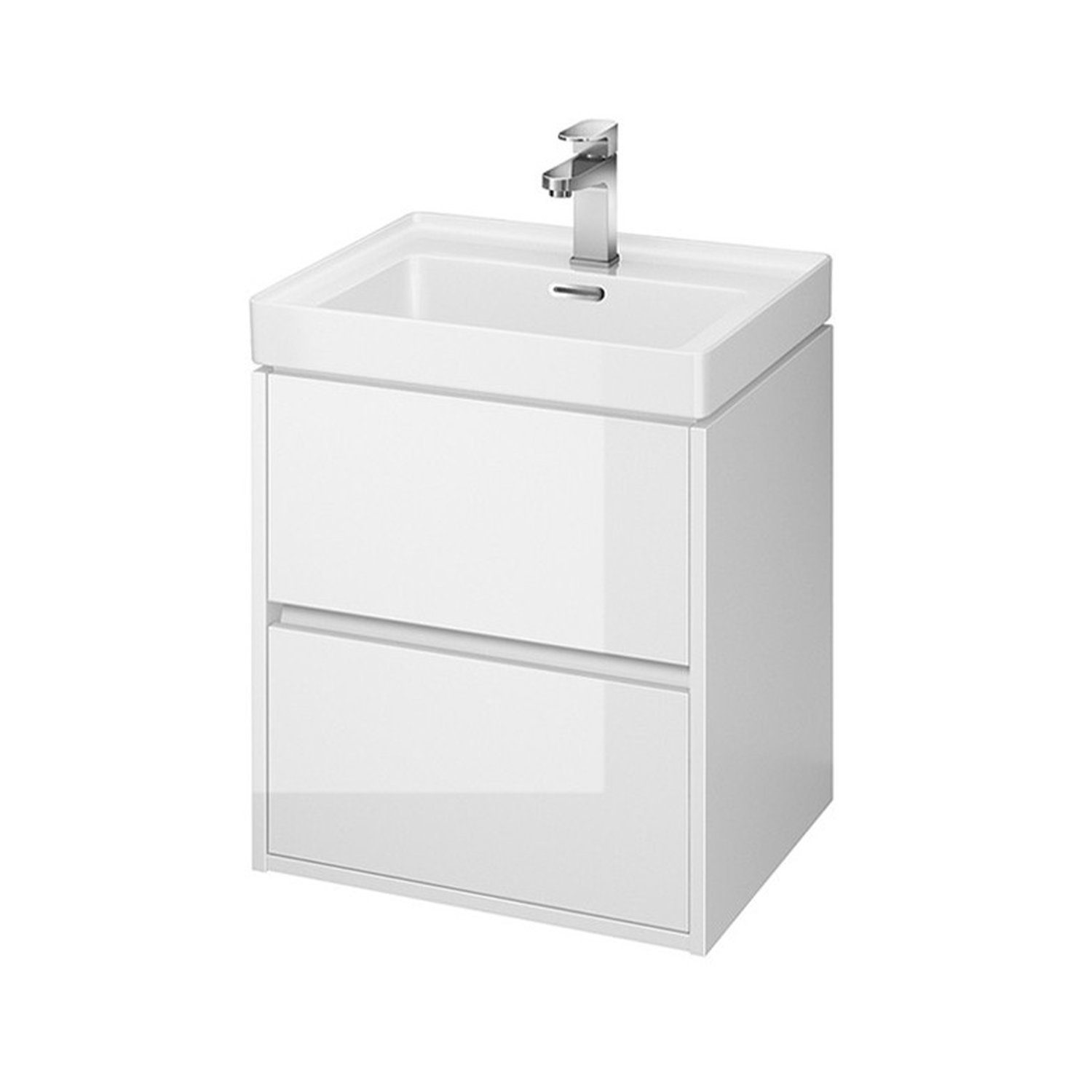 KOLMAN Badmöbel-Set CREA 50 mit Schubladen mit & Hochschrank Waschbecken-Unterschrank 140x40x25, Keramikwaschbecken (Weiß)