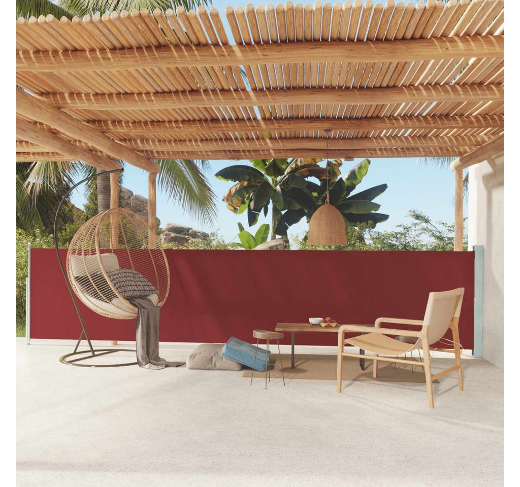Thumbnail - vidaXL Seitenmarkise Sichtschutz Windschutz Ausziehbar 117x600 cm Rot