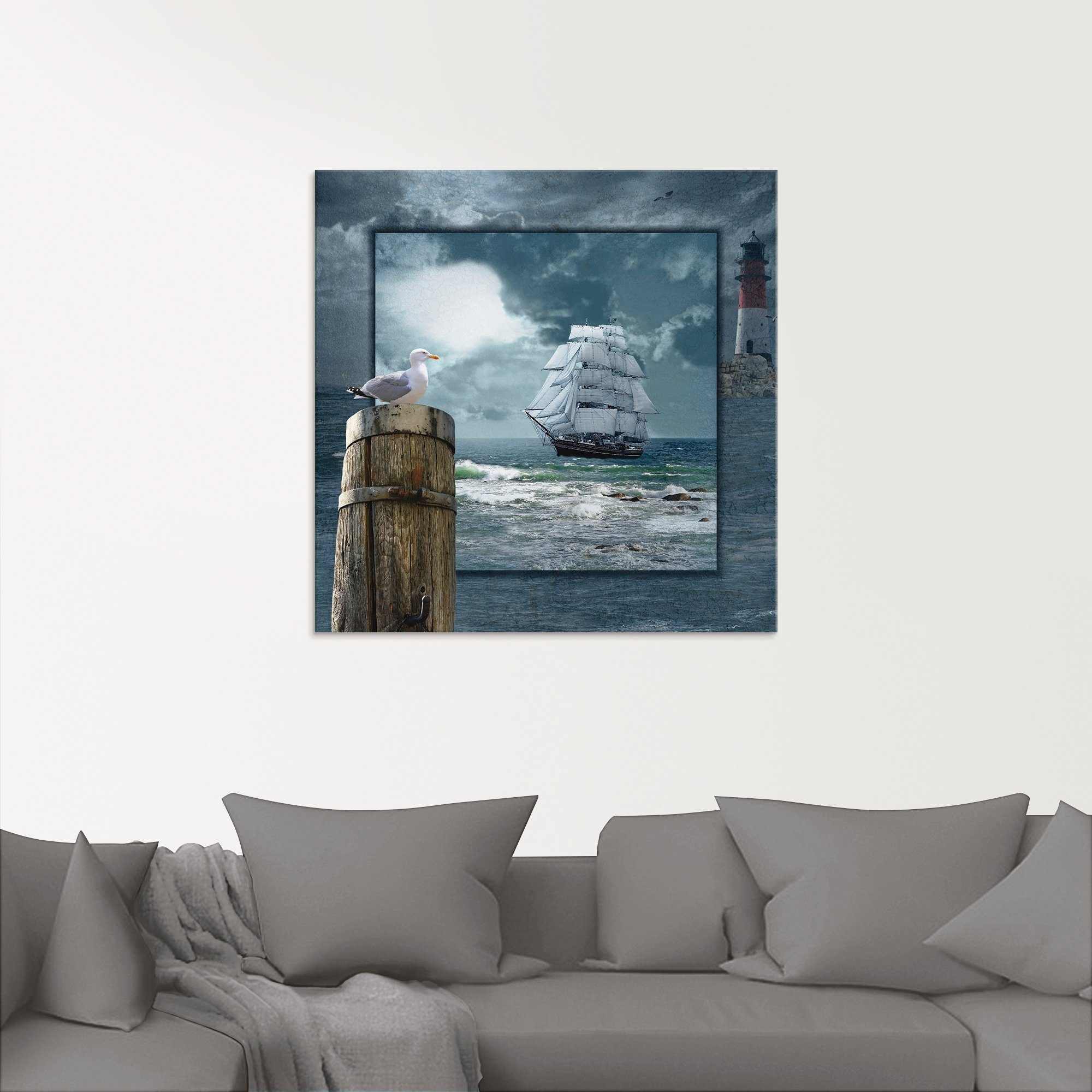 Artland Glasbild Maritime Collage mit Segelschiff, Boote & Schiffe (1 St), in verschiedenen Größen