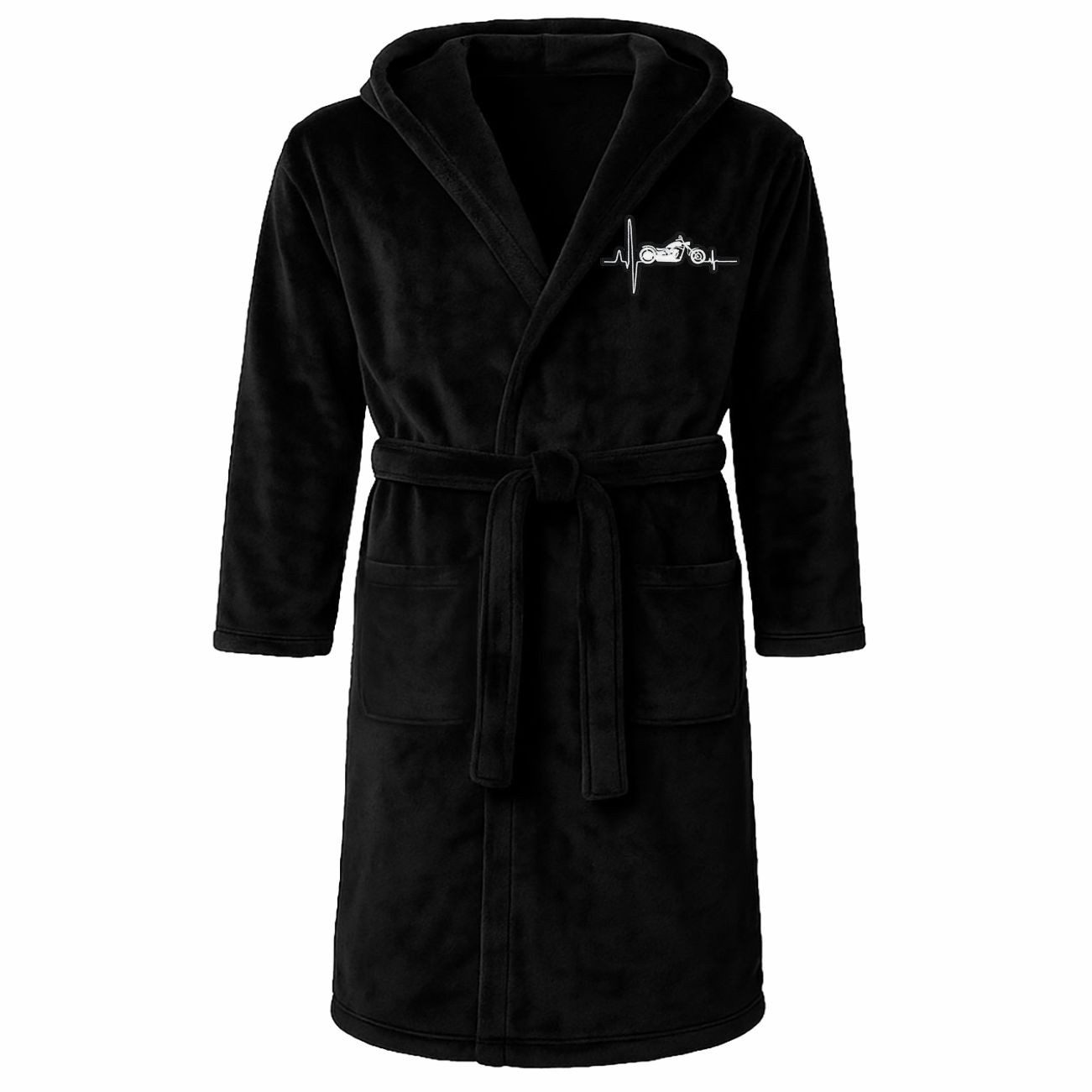 deinshirt Bademantel Herzschlag Motorrad, lange Länge, 100% Polyester, Kapu günstig online kaufen