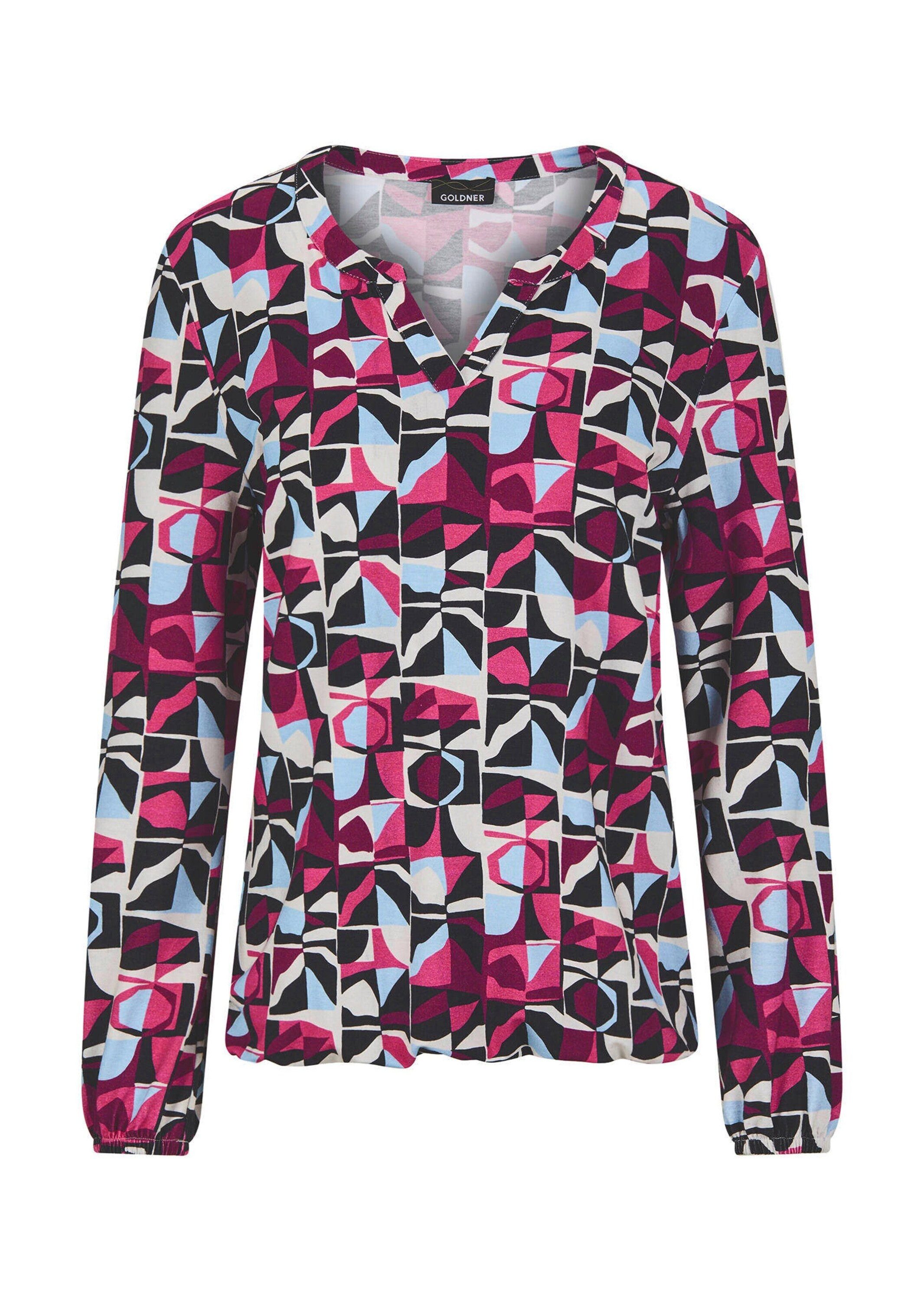 Print-Shirt Druckshirt aus Viskose mit Rundhals