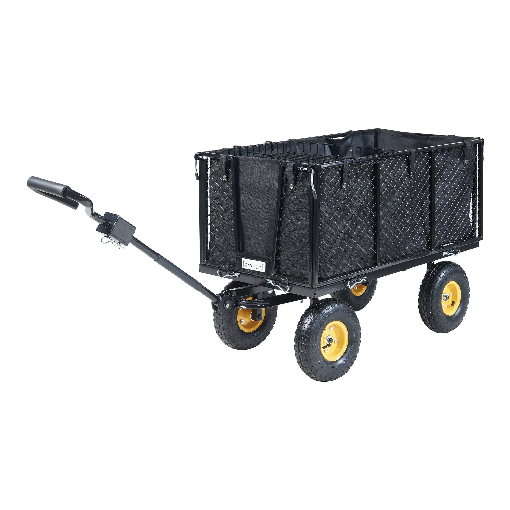 pro.tec Bollerwagen, »Corropoli« 112 x 51 cm max. 550 kg Schwarz/Gelb