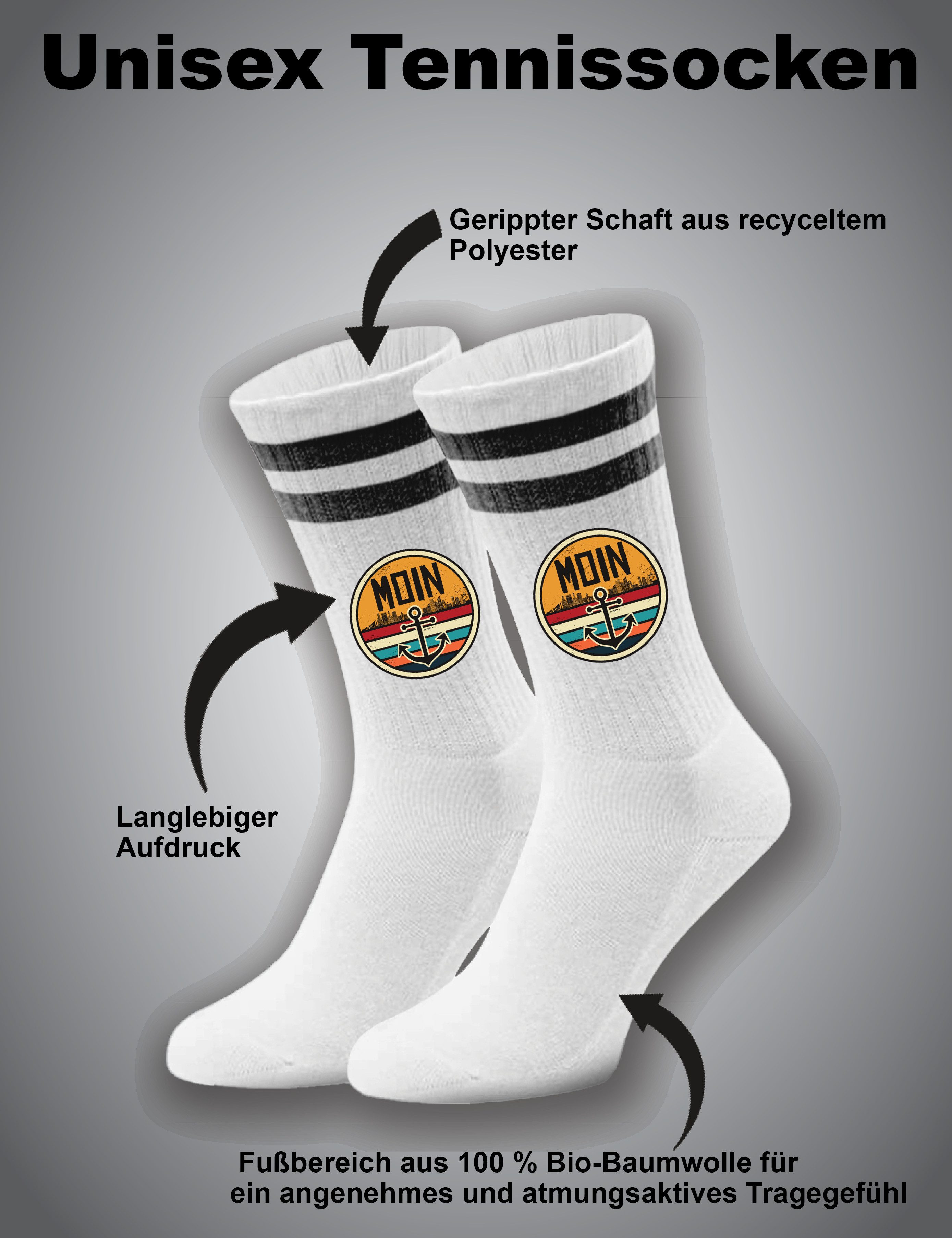 Youth Designz Tennissocken Unisex Socken "Buntes Moin Anker" Aufdruck lustig Geschenk Statement mit verstärkter Verse und Zehenbereich