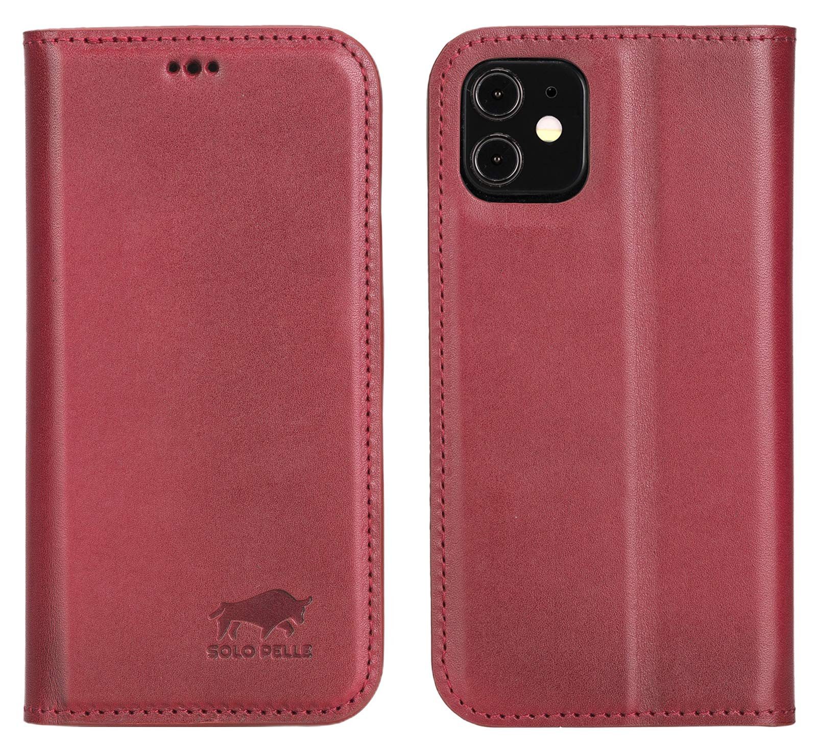 Solo Pelle Smartphonetasche aufklappbare Lederhülle für iPhone 12 Mini 5.4 Zoll inkl. 1 Kartenfach