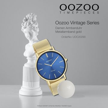 OOZOO Quarzuhr Oozoo Damen Armbanduhr Vintage Series, (Analoguhr), Damenuhr rund, groß (ca. 40mm) Metall, Mesharmband, Casual-Style