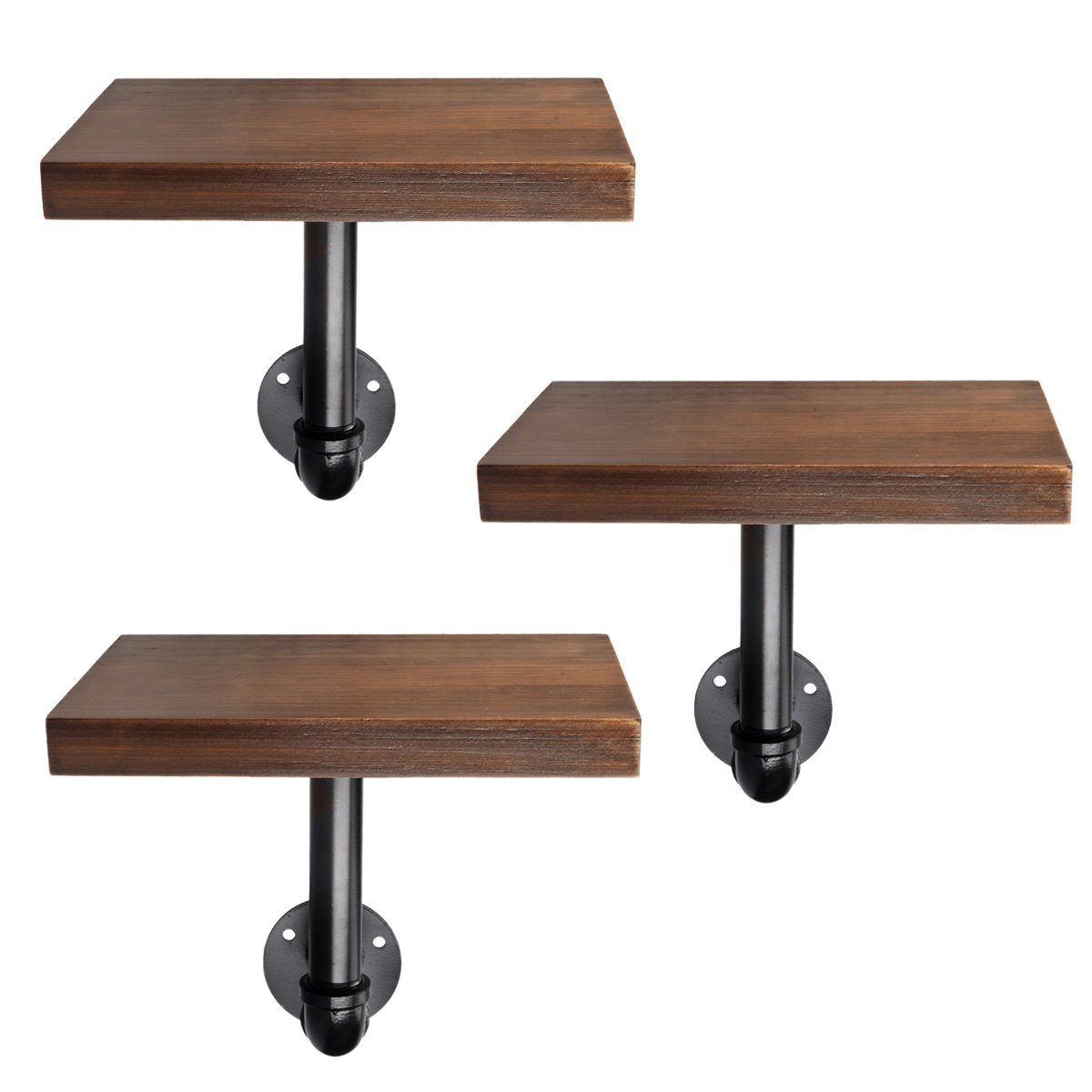 Wandregal Regal aus Holz und Metall - 3er Set Schweberegal Hängeregal