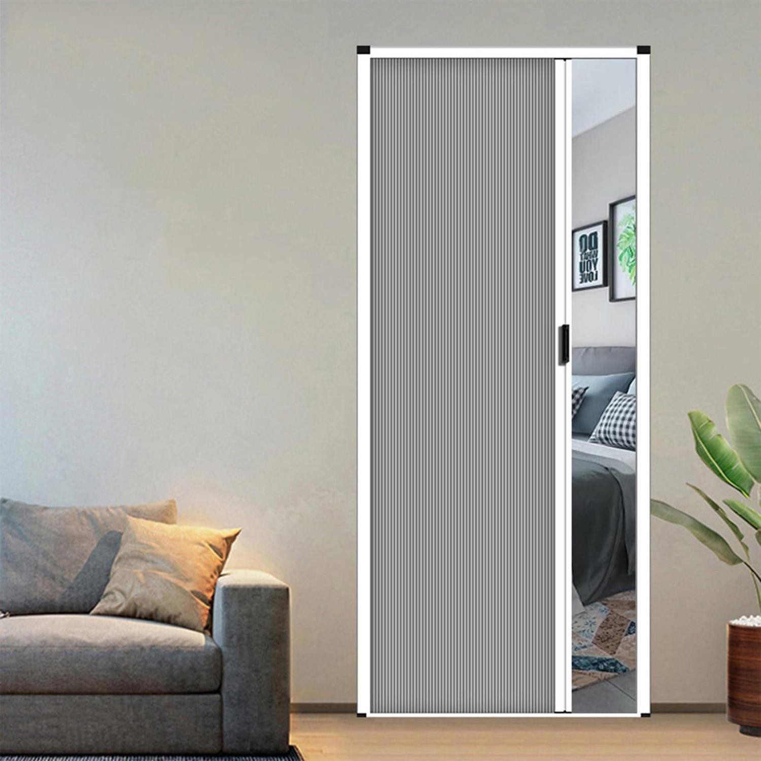 LuxusKollektion Raumteiler Falttür Grau Wabenoptik 90x203cm ohne Bohren, 1-tlg.