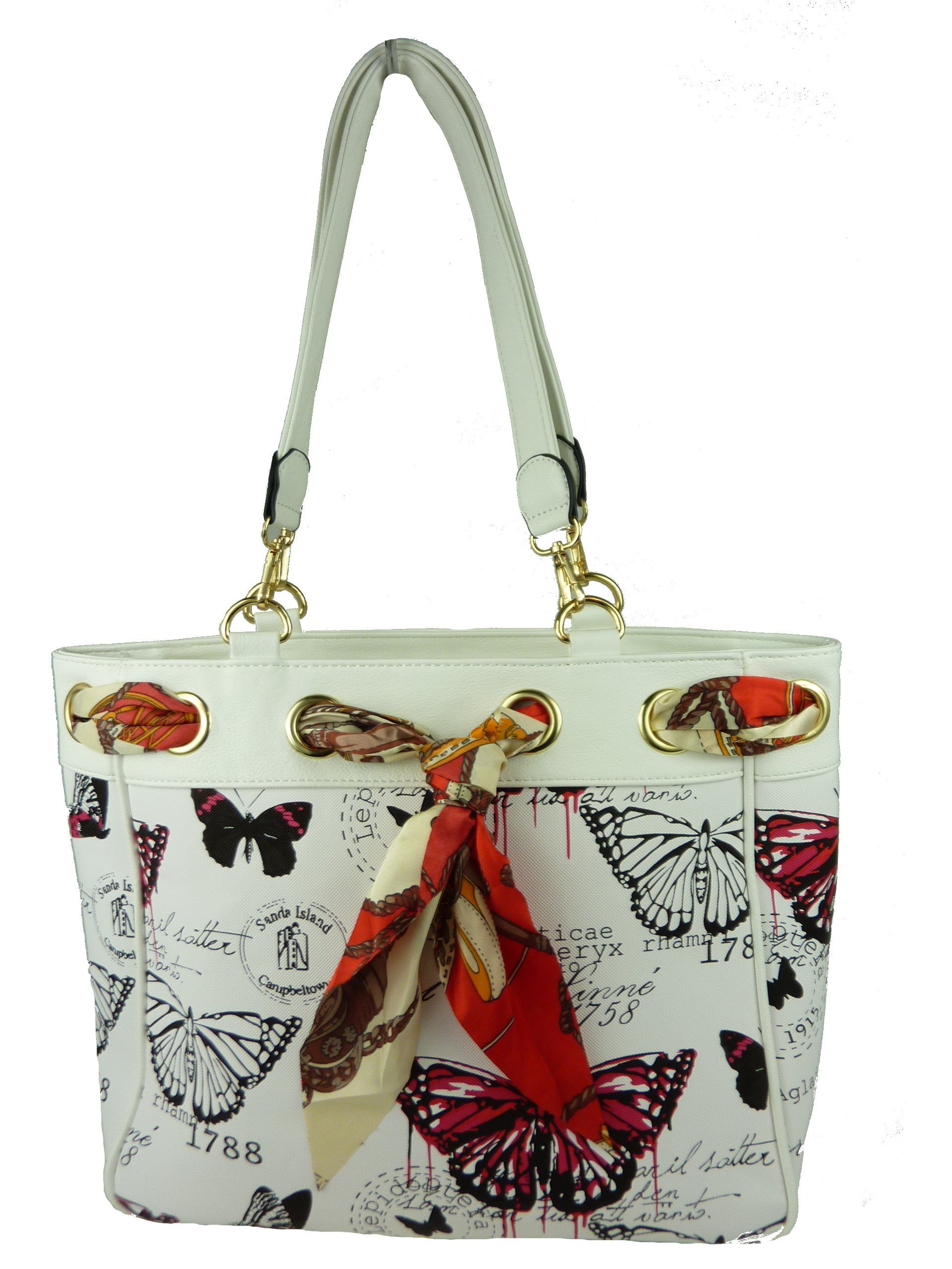 Taschen4life Shopper Damen 5817, - im Schultertasche casual Stil moderne Butterfly magenta Vintage Shoppertasche große