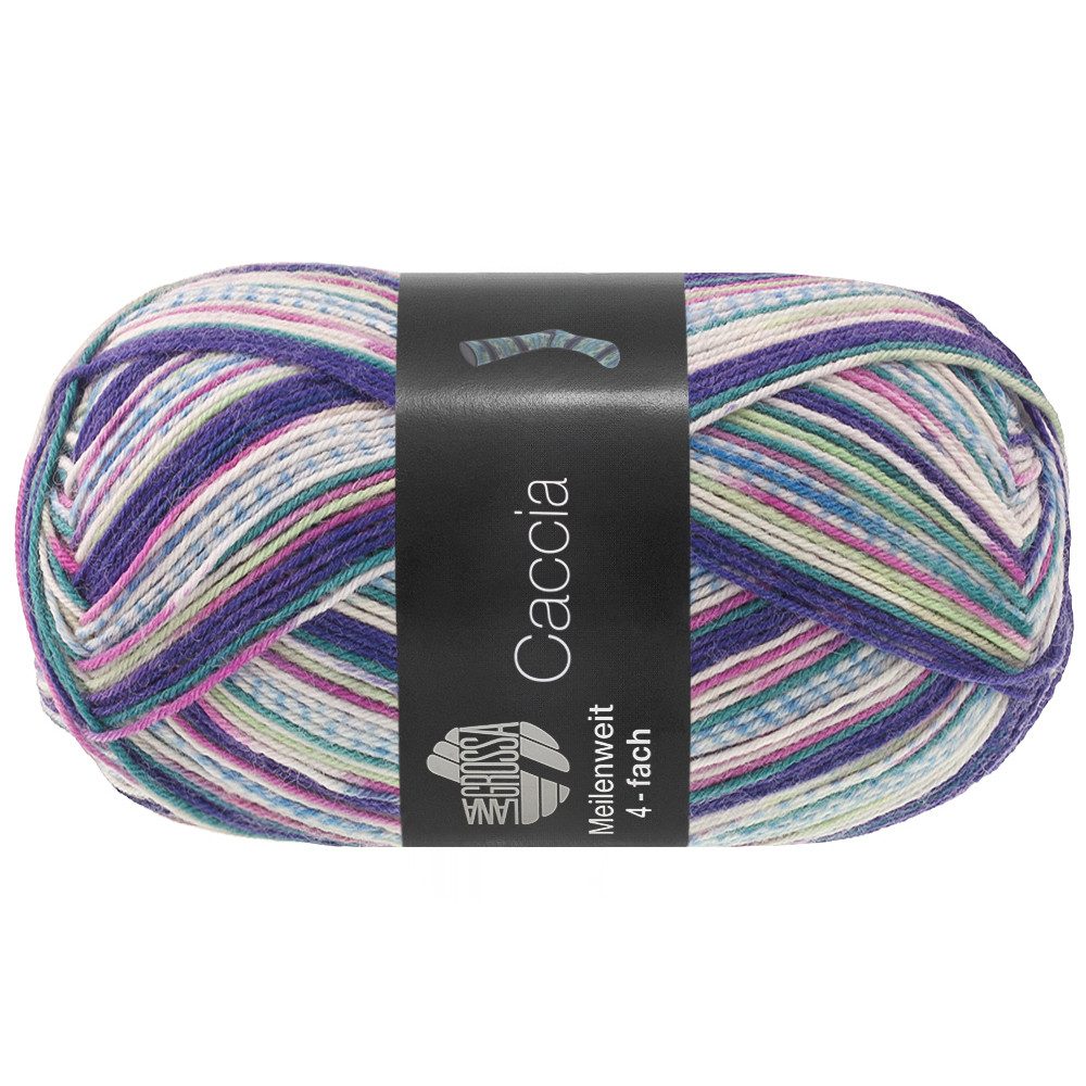 LANA GROSSA MEILENWEIT 100 g CACCIA Sockengarn Häkelwolle, 420 m (Spannende Farbkombinationen entstehen direkt beim Stricken, 4-fädige Sockenwolle mit spannendem Farbspiel), 100 g
