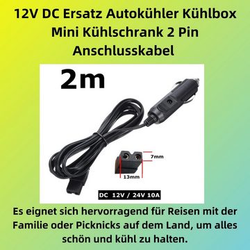 Bolwins A78 Stromkabel 2m Zigarre Stecker DC 12V/24V 2Pin für Auto Kühlschrank Netzkabel, (200 cm)