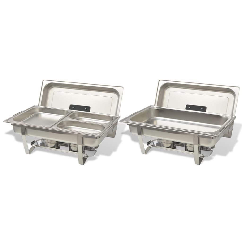 vidaXL Stövchen, Chafing Dish Set 2-tlg. Edelstahl