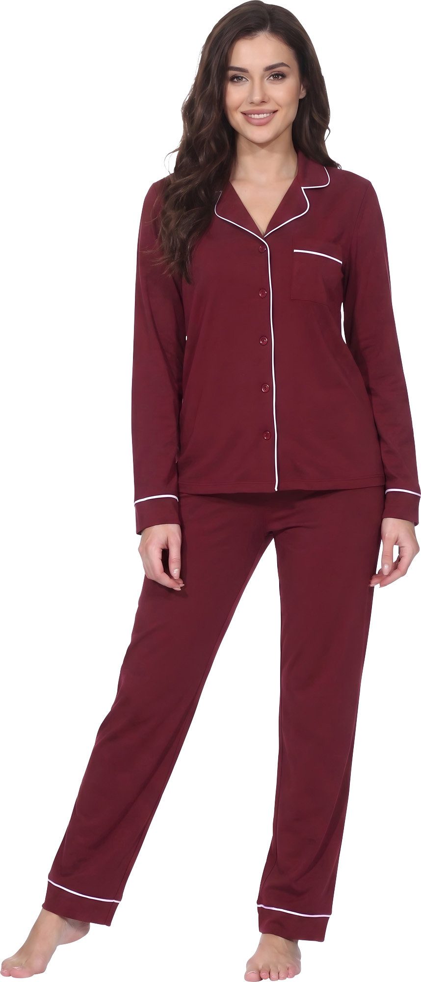 Normann Schlafanzug Damen-Schlafanzug Single-Jersey Uni