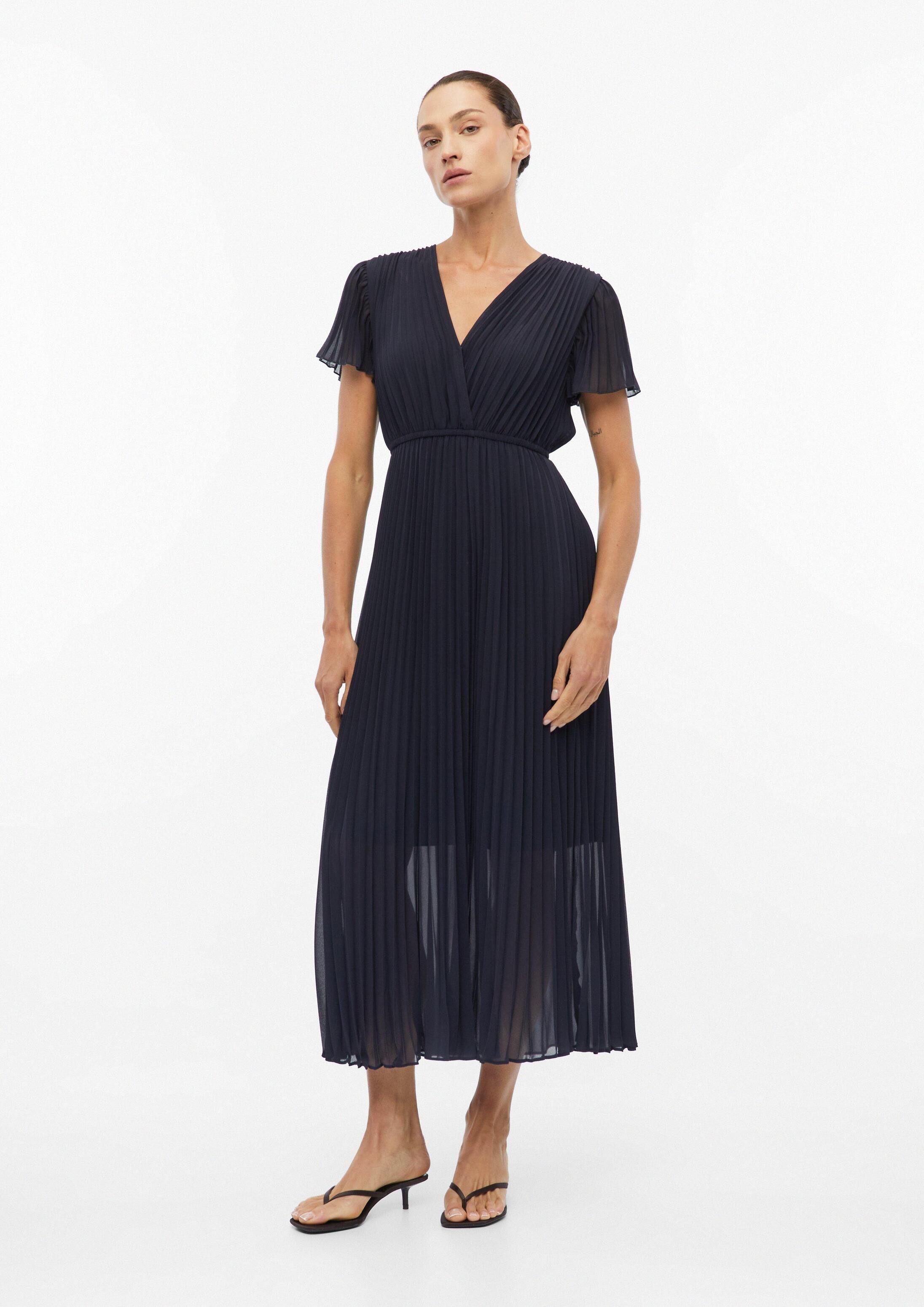 comma Maxikleid Kleid Plissiertes Kleid in Midilänge