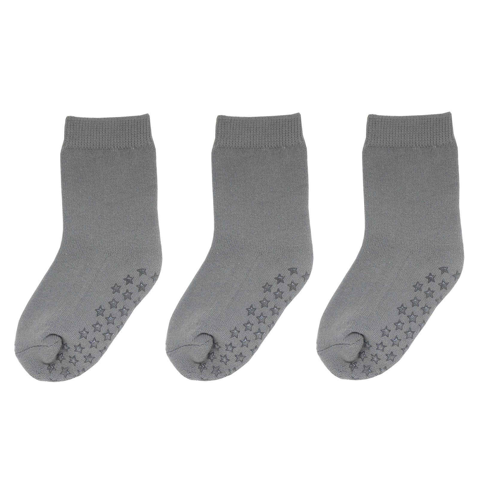 Yalion Kurzsocken Yalion® Weiche Kinder socken Babysocken mit Halbplüsch Grau 3-Paar (Set, 3-Paar, 3 Paar) Rutschfeste Sternen-Noppen
