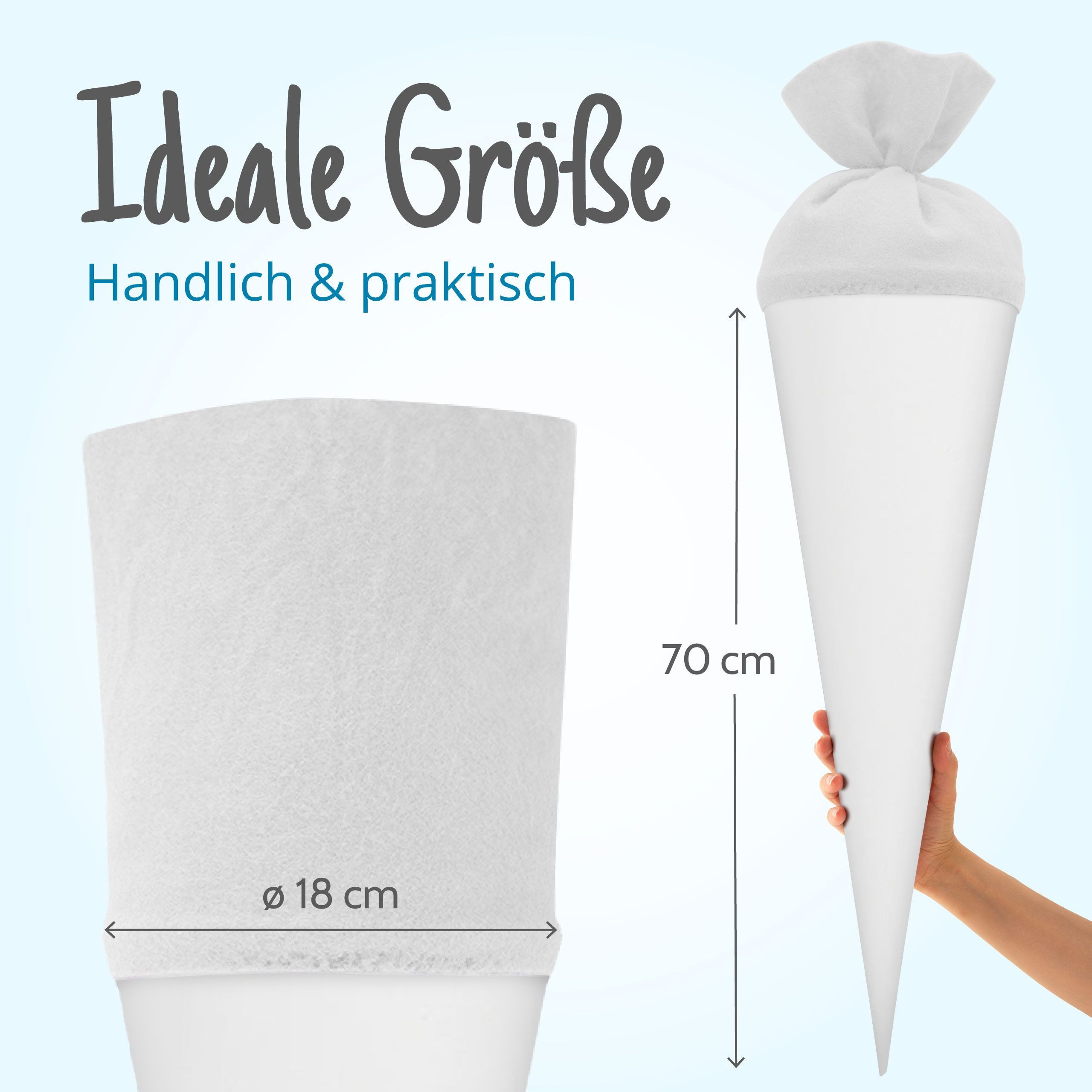 itenga Schultüte itenga Bastelschultüte 70cm mit Filzverschluss WEISS – Bild 5 von 5