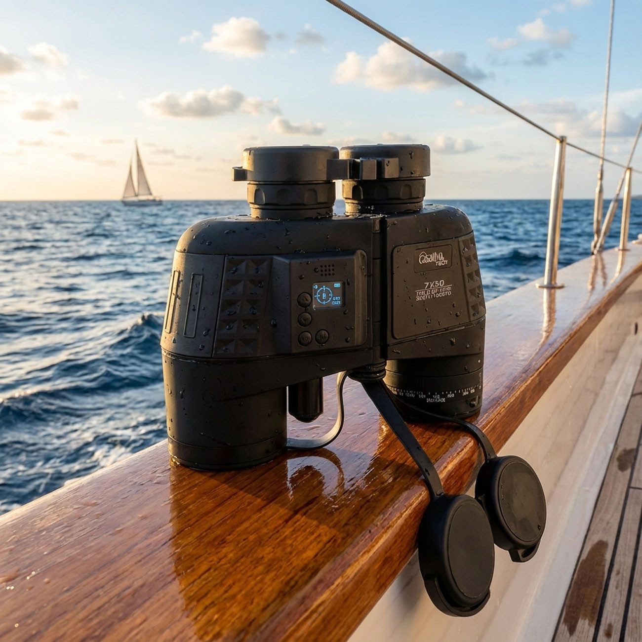 Casativo Marine-Fernglas OLED-Display 131 m Sehfeld IPX7 360°-Digitalkompass Fernglas (Entfernungsmesser & Größenberechnung, Batteriebetrieb)