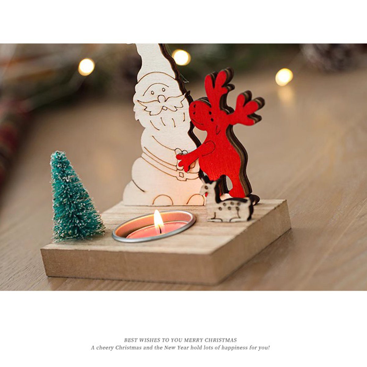 Kerzenhalter Den Adventsleuchter Kerzenständer Tischdekoration Teelichthalter XDeer Holz Weihnachts Schreibtisch, Teelichthalter Weihnachts