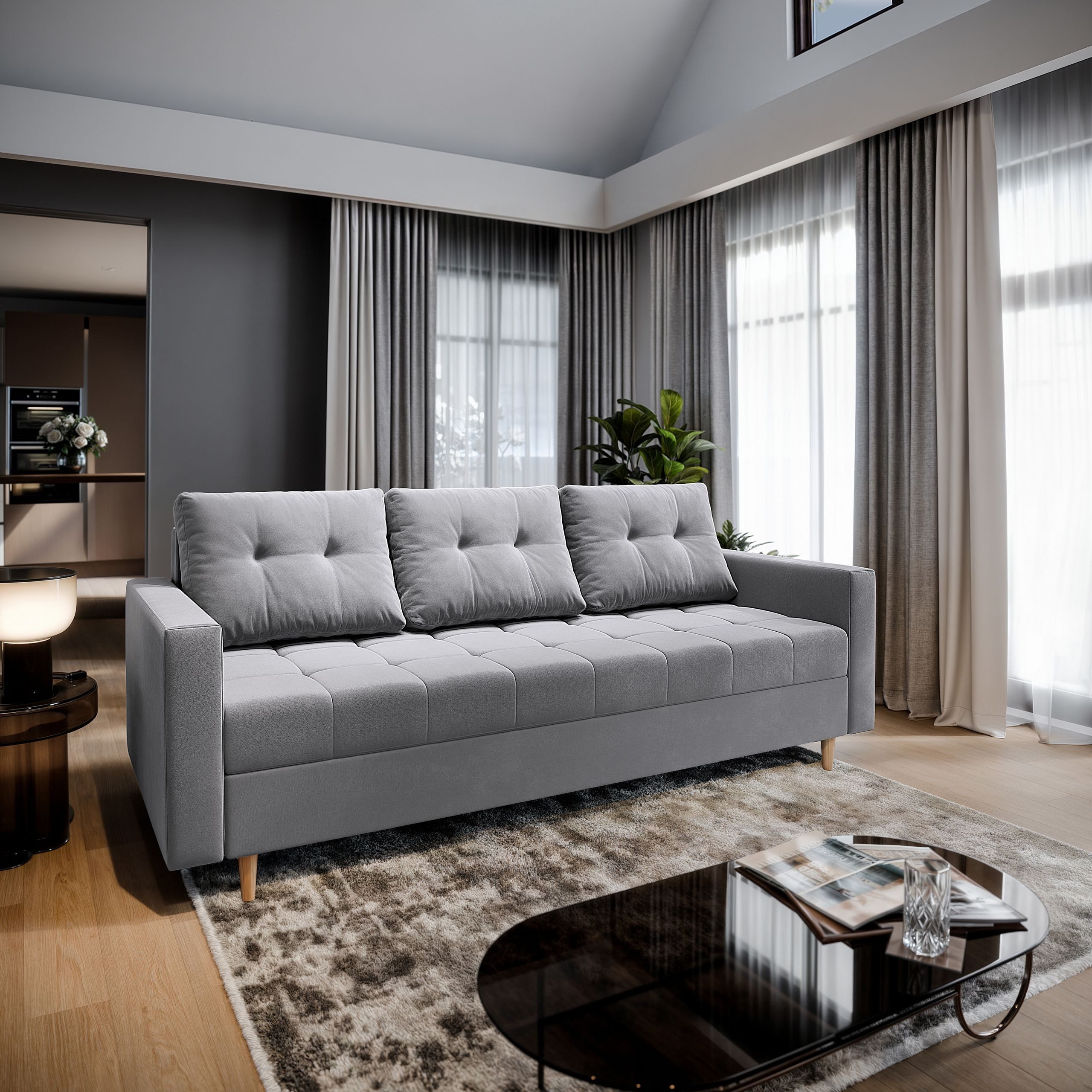 Masseno Sofa MILO mit Schlaffunktion, Schlafsofa, Couch mit Bettkasten