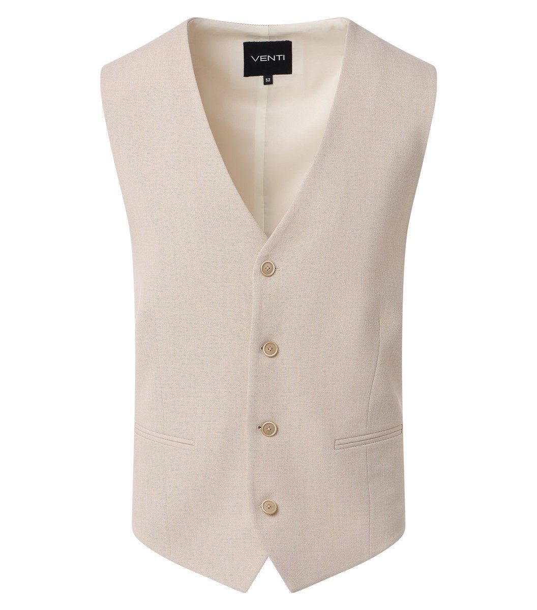 VENTI Anzugweste VENTI Herren Anzugweste City V-Neck Casual-Fit Bi-Color Beige