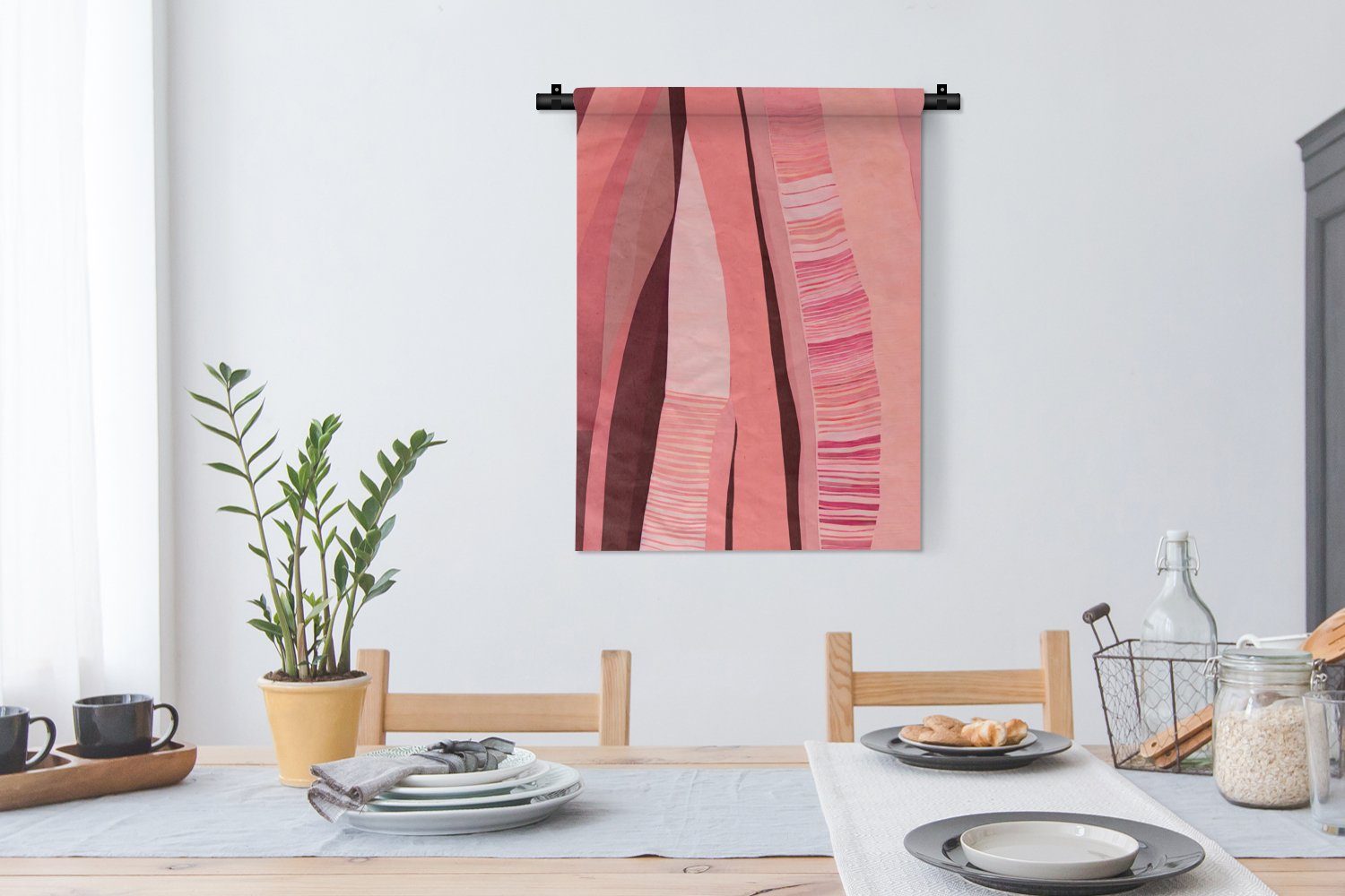 an für MuchoWow Tapisserie, Rosa Wanddekoobjekt - Schlafzimmer Pastell, - Formen Abstrakt Wohnzimmer, Wand, der Deko -