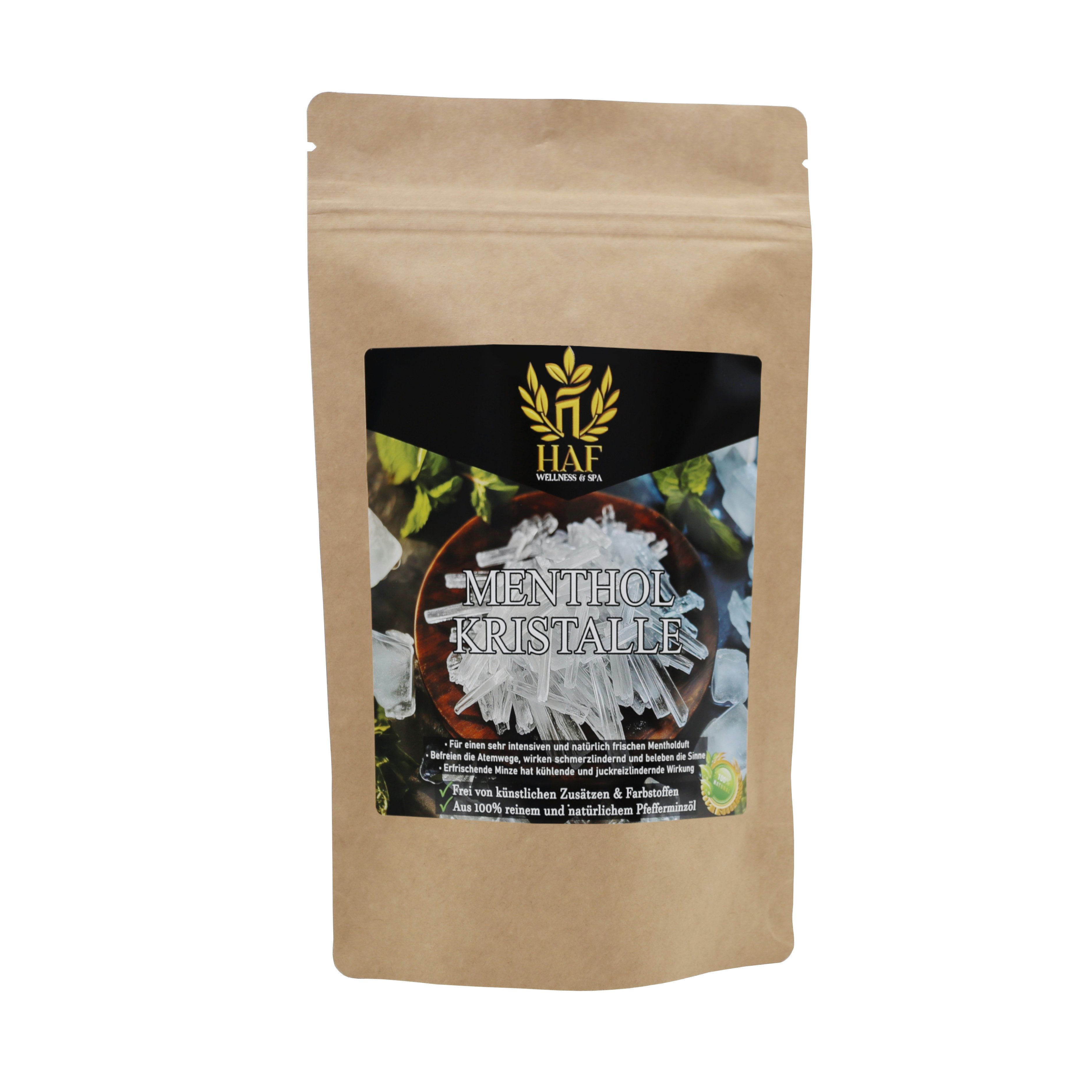 HAF Sauna HAF 50 - 500g Mentholkristalle 100% naturreines Minzöl Saunaaufguss, (Aus 100% reinem Minzöl - Befreit die Atemwege, 50-St., Sorgt für intensiven Duft in der Sauna) Qualität: Made in Germany