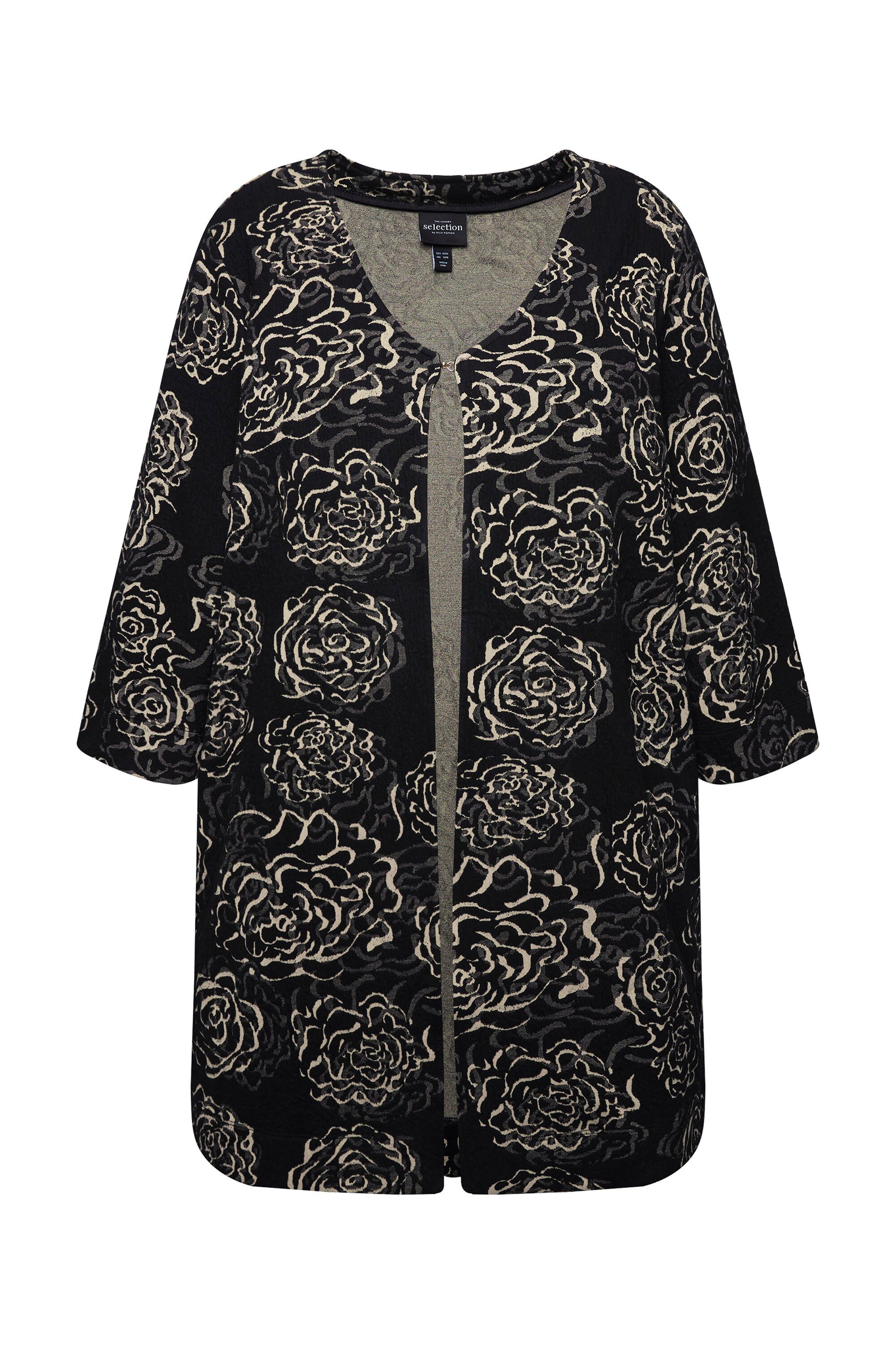 Ulla Popken Sommerjacke Jacquard-Jacke Blüten A-Linie günstig online kaufen