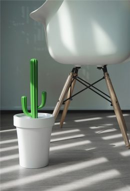 Qualy Design Mülleimer Cactrash Weiß-Grün Kaktus-Form Abfall Behälter Papiereimer, Kunststoff, ca. Ø 16 x 52 cm (max), für ca. 4L