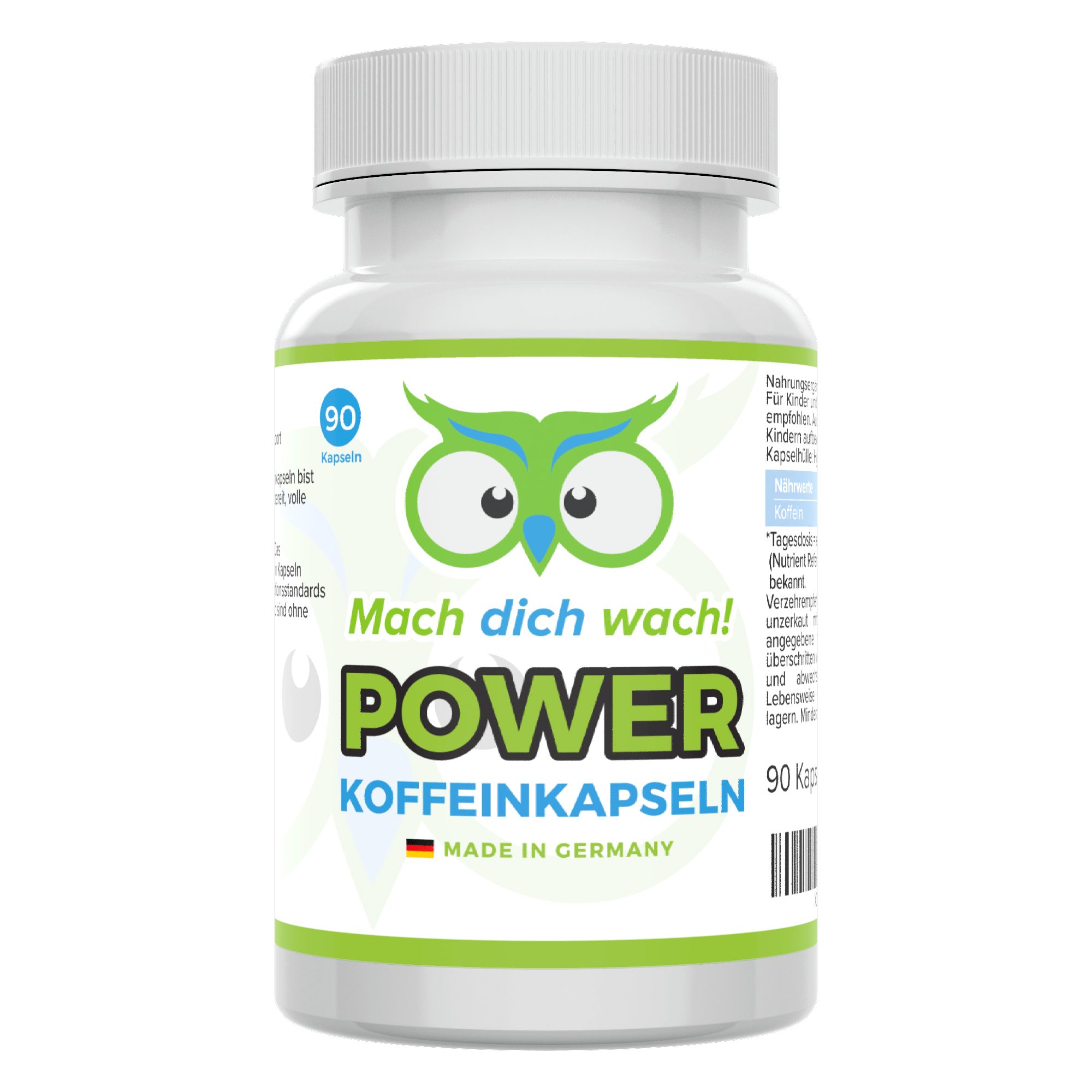 Mach dich wach! Koffein Kapseln - Produktion in Deutschland - 200 mg Koffein Kapsel, 90 er