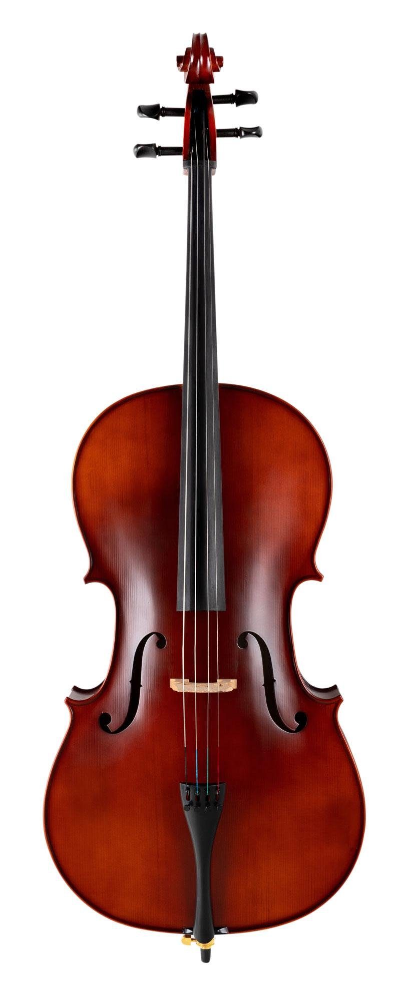 Classic Cantabile Cello Brioso Set - 4/4 Violoncello mit Boden & Zargen aus geflammtem Ahorn, Inkl. Trolley-Leichtkoffer, Kolofonium und Bogen
