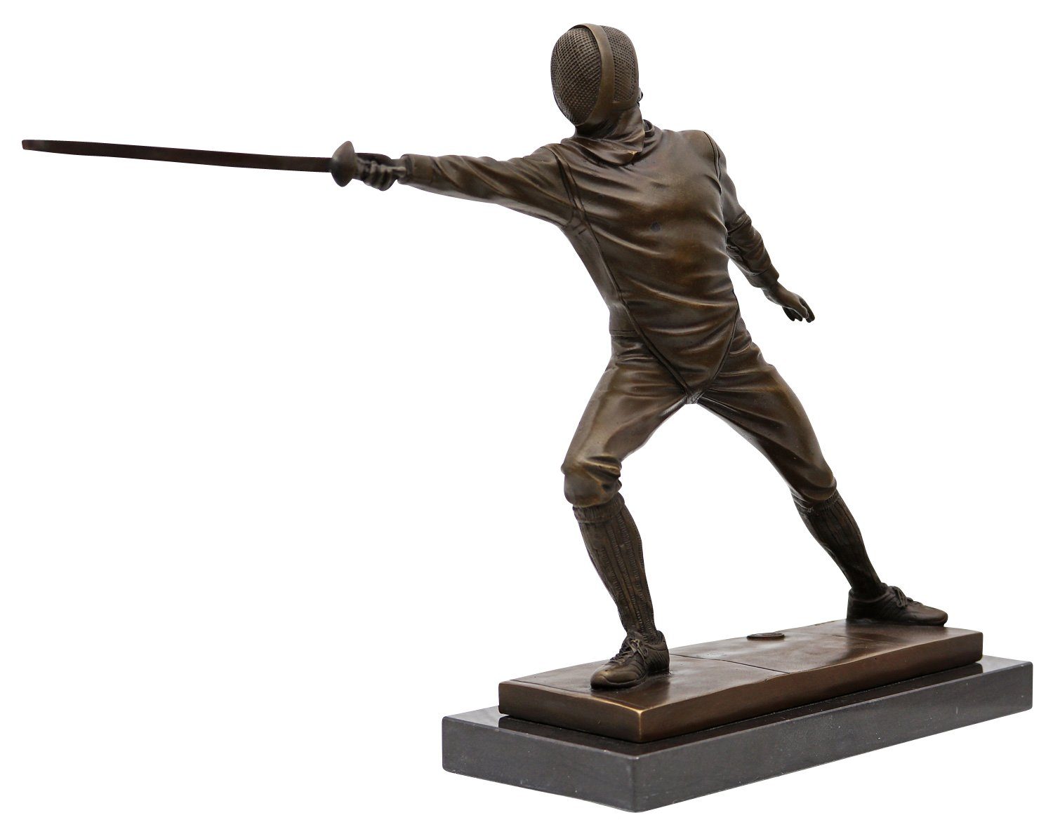 Aubaho Skulptur Fechter Bronze Figur Sport Statue Antik-Stil Bronzeskulptur 44cm im