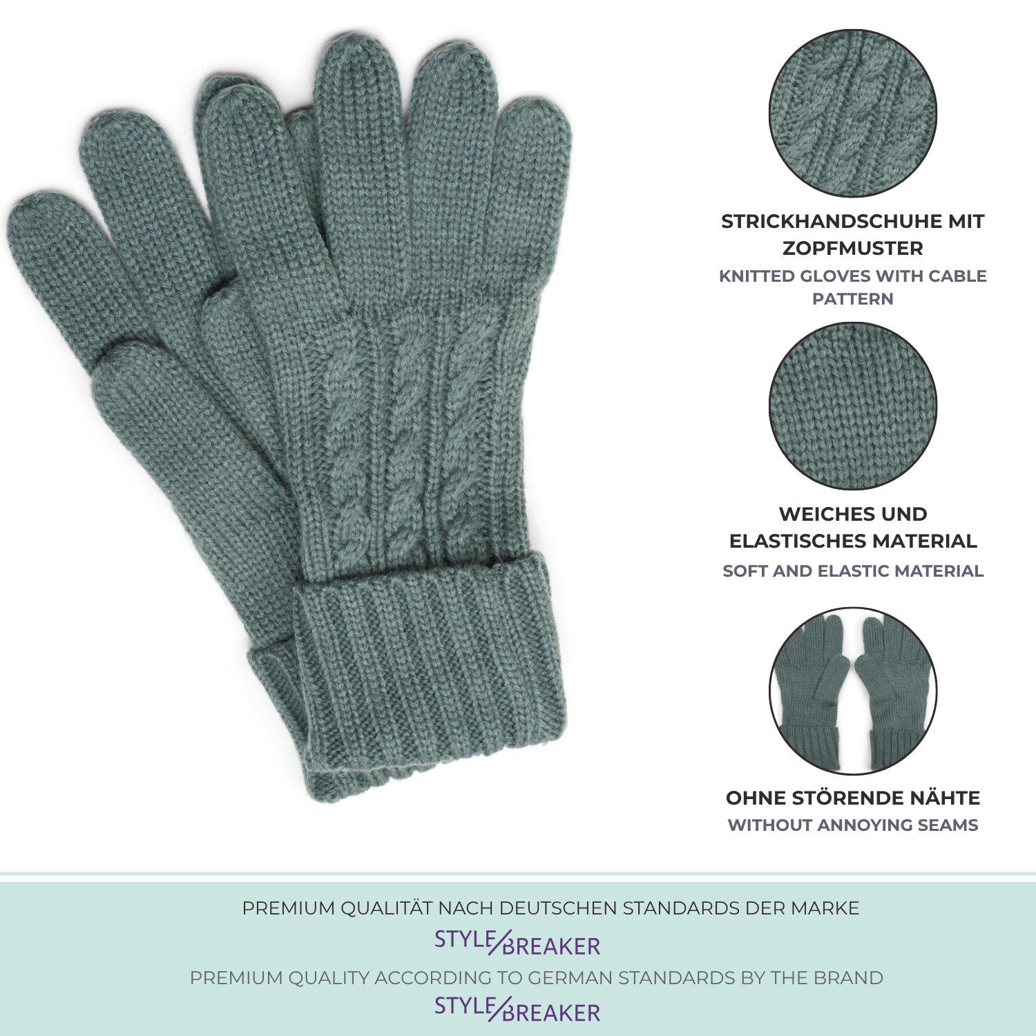 styleBREAKER Strickhandschuhe Strickhandschuhe mit Zopfmuster (1-St)