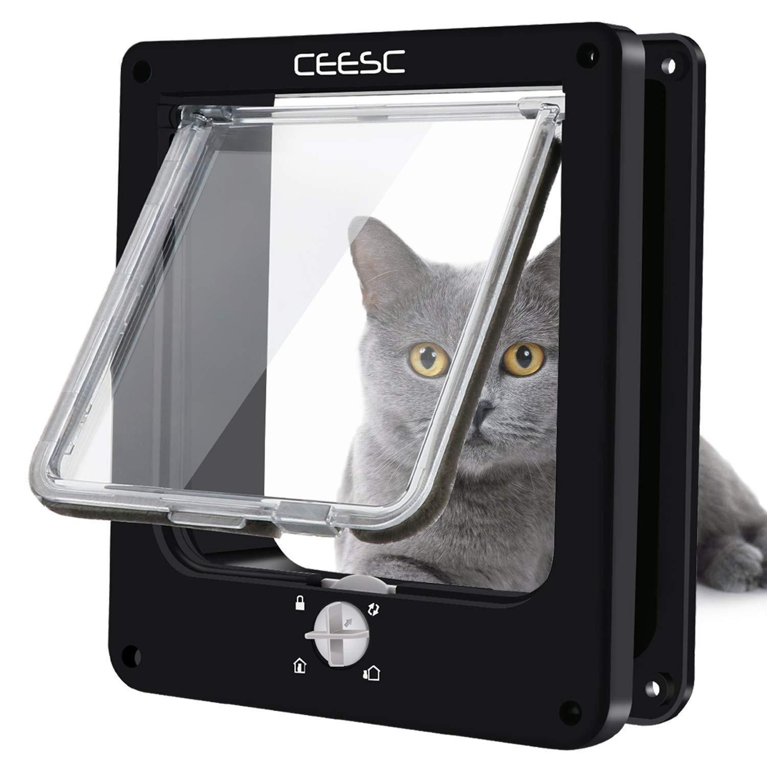 LuxusKollektion Katzenklappe Katzenklappe Mittelgroß Schwarz M 4-Wege-Verriegelung