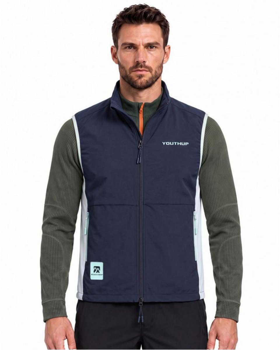 YOUTHUP Softshellweste Herren Slim Fit Outdoorweste mit Zwei-Wege-Reißverschluss