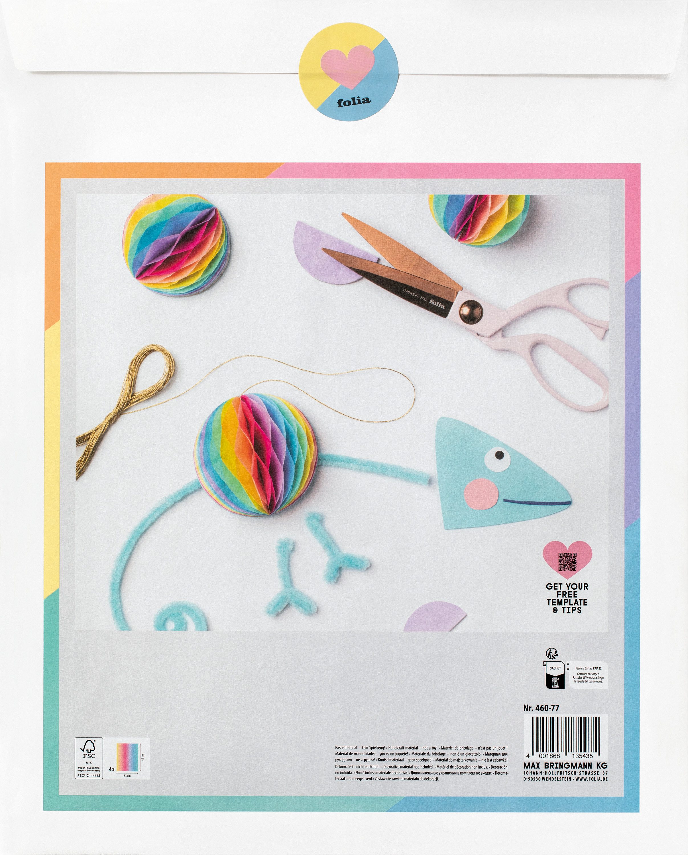 Folia Designpapier Wabenpapier 30-lagig, 4 Blatt