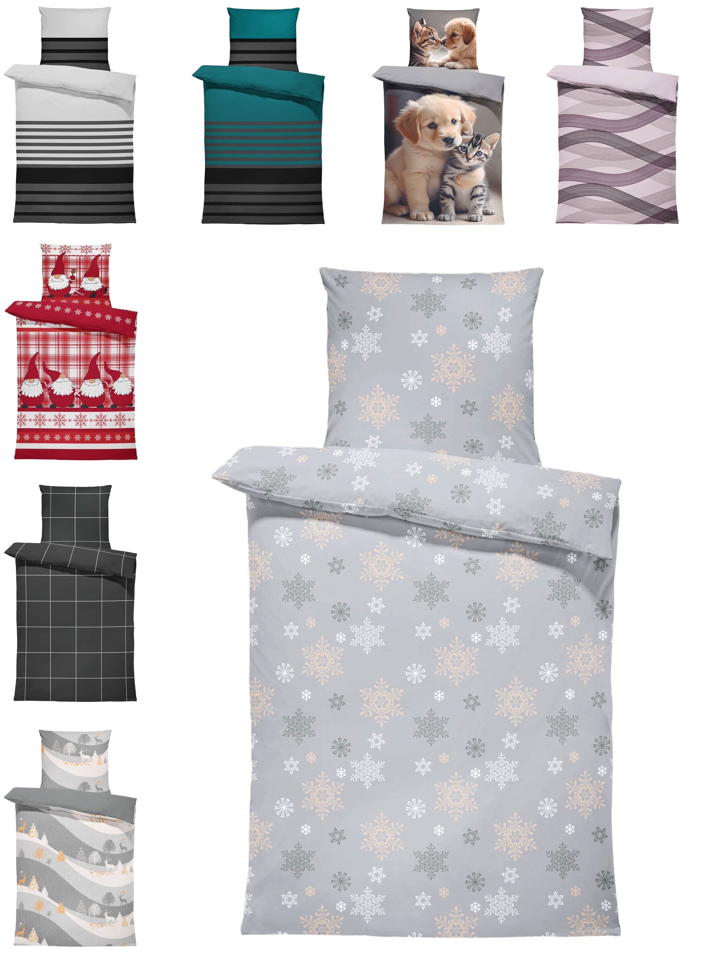 One Home Bettwäsche Winter, Flanell, 4 günstig online kaufen