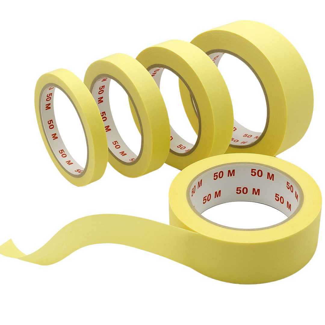 RACEL Kreppband Kreppband Malerkrepp 3 Rollen Abdeckband 18‑48 mm 25‑50 m Gelb (Packung) Rückstandsfrei, vielseitig