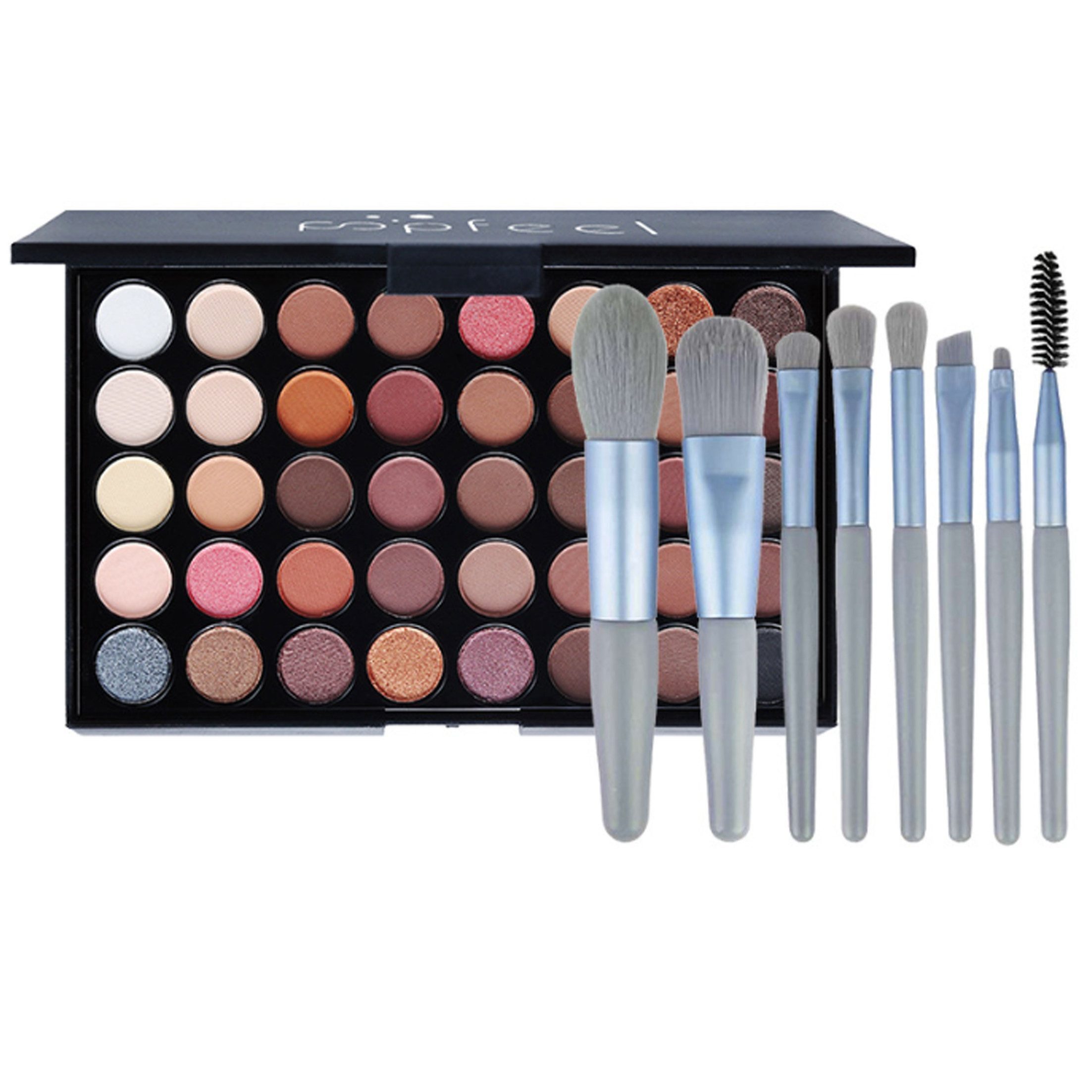 KINSI Тени для век-Palette Тени для век Palette 40 Farben + 8 Make-up Pinsel Komplettset, Matt & Glänzend,Vegan & Hautfreundlich