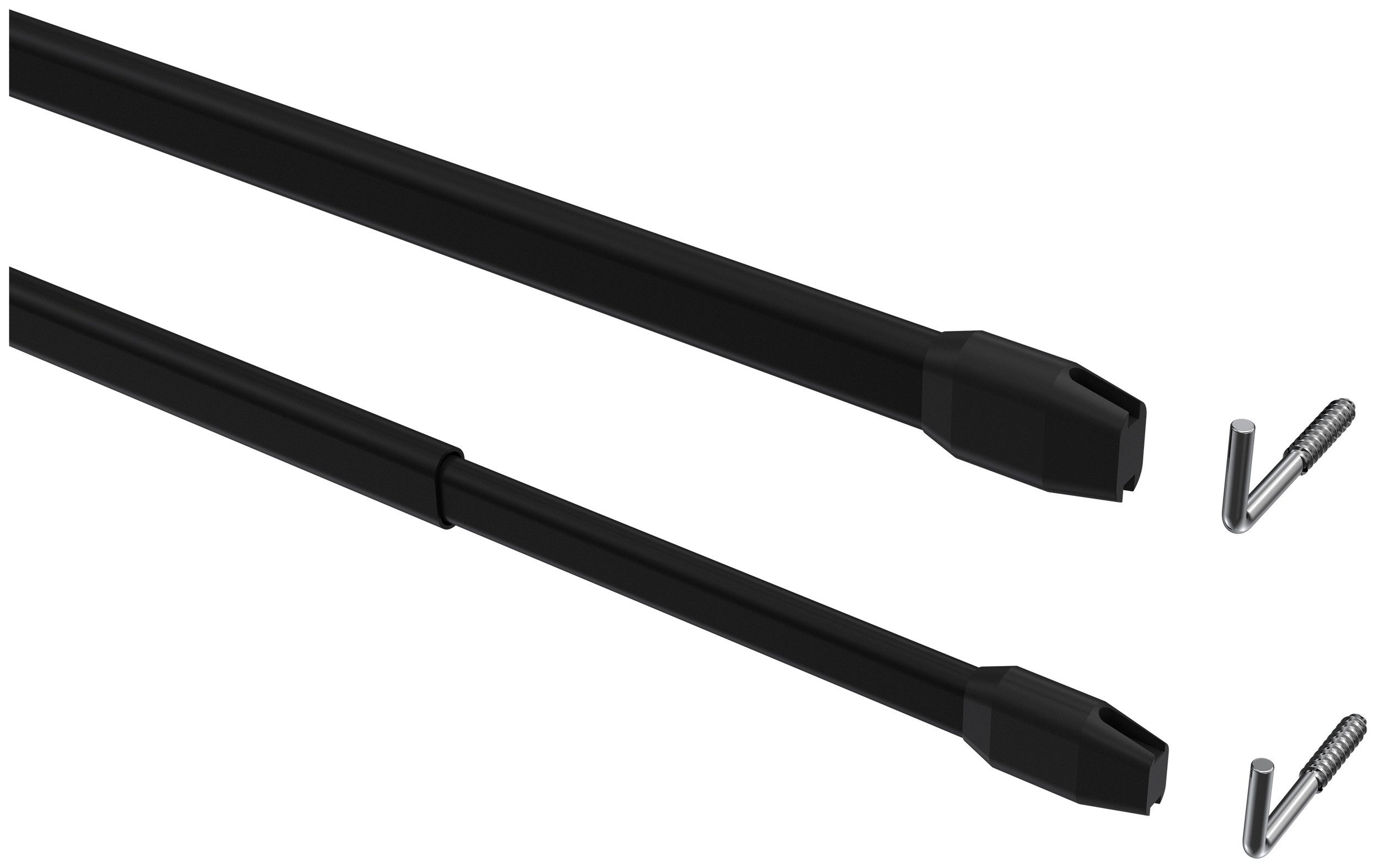 INTERDECO Vitragestange Geno, ausziehbar, Fensterflügel-Montage, Metall, Schwarz, 2 Stk / Packung, 10/8