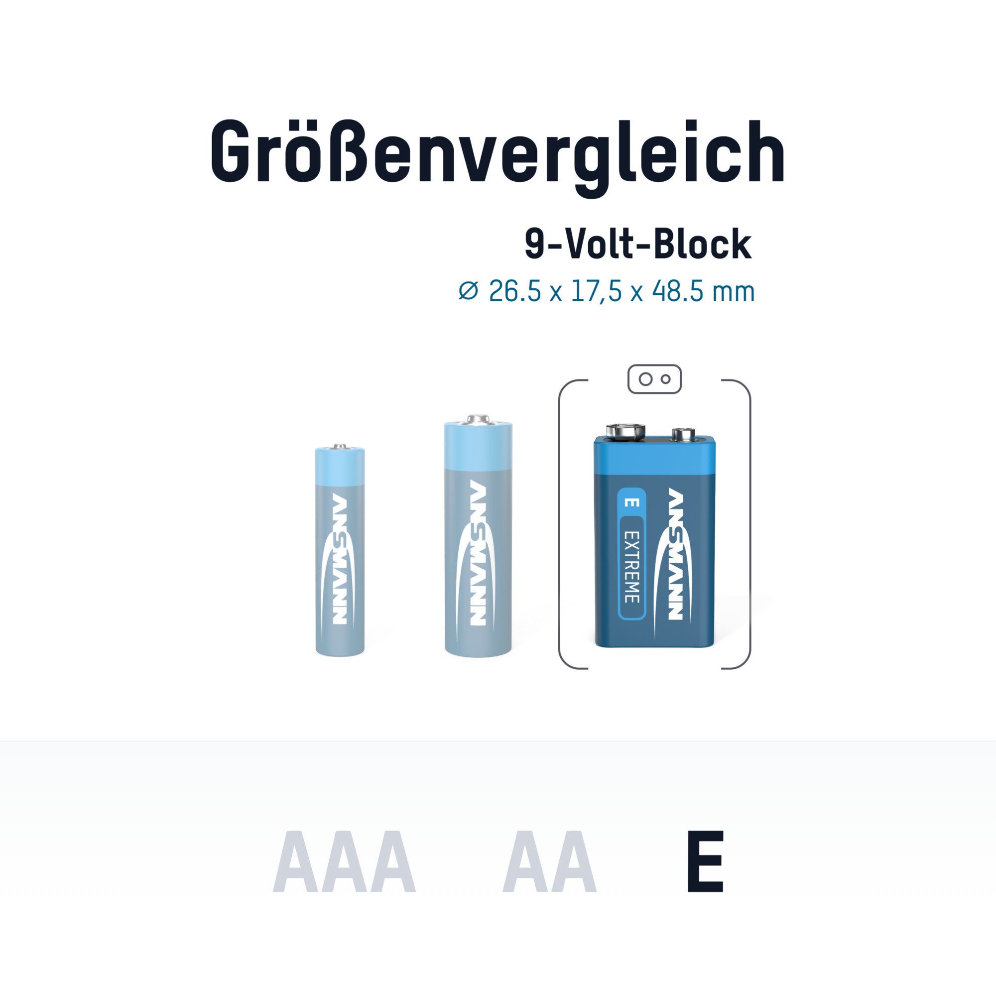 ANSMANN AG ANSMAN Batterien 9V E-Block Extreme Lithium – hohe Kapazität (1 Stück) Batterie