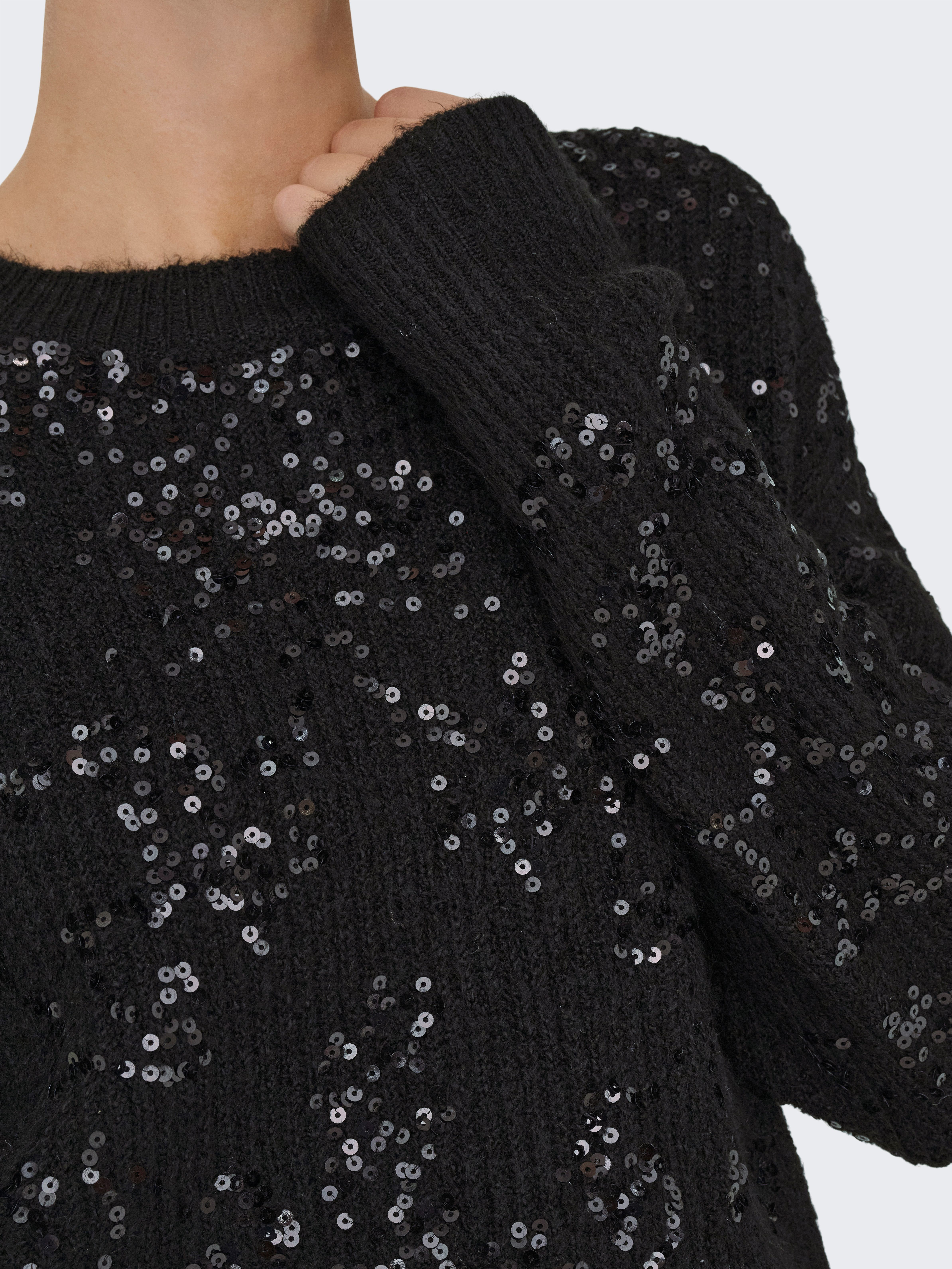 ONLY Rundhalspullover ONLALTA LS SEQUIN O-NECK KNT