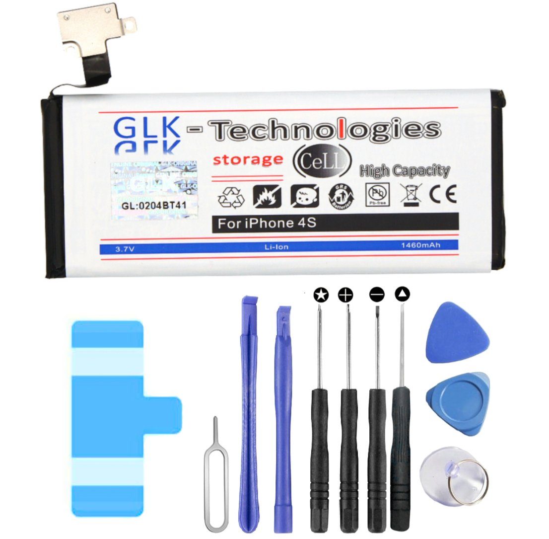 GLK-Technologies High Power Ersatz Akku für iPhone 4S inkl. Werkzeug Set Kit Smartphone-Akku 1460 mAh (3,8 V)