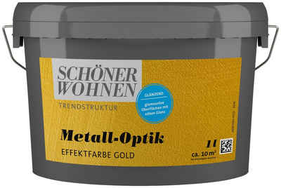 SCHÖNER WOHNEN-Kollektion Wandfarbe Metall-Optik Effektfarbe, 1 Liter, gold, glänzende Effektfarbe für metallischen Look