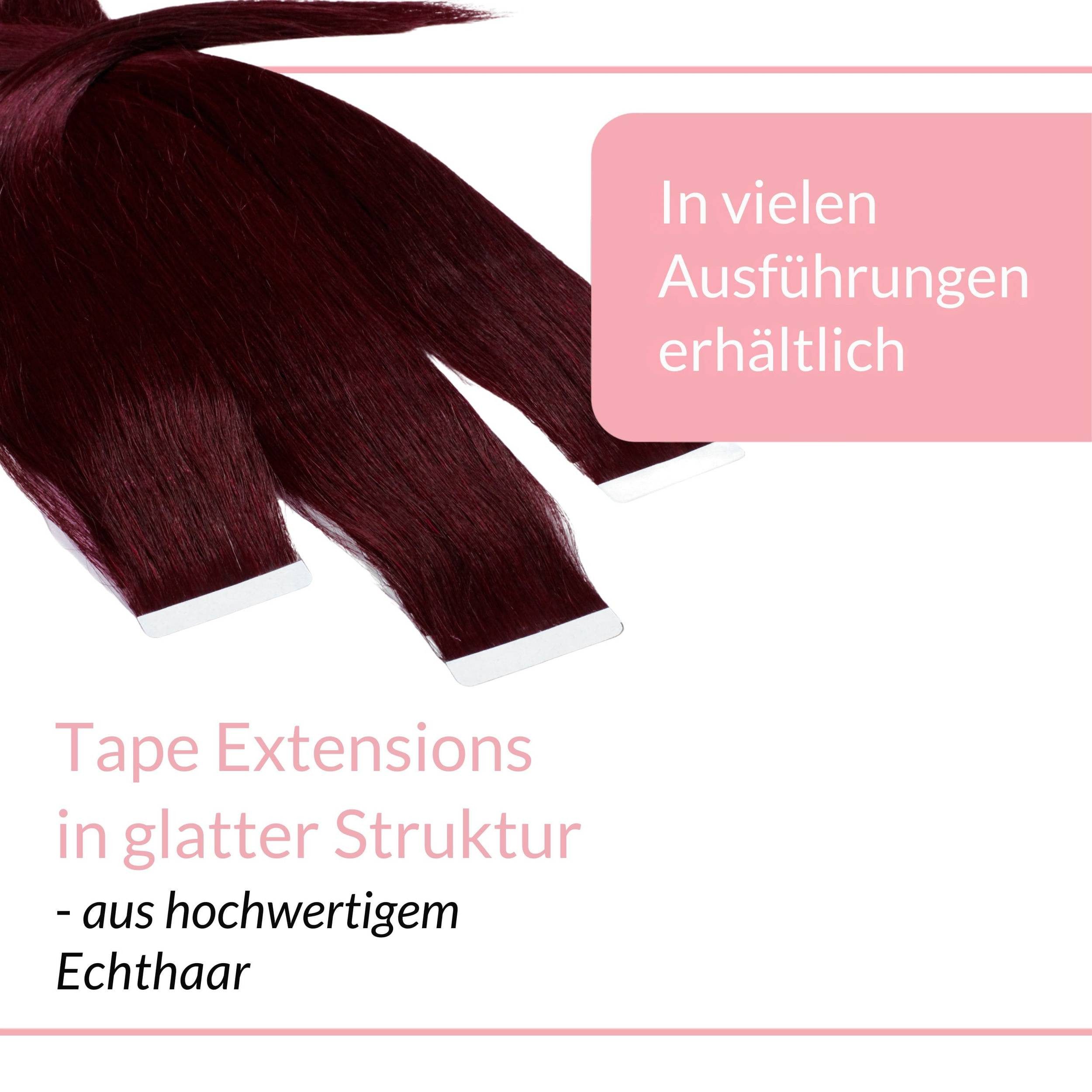 hair2heart Echthaar-Extension Tape Extensions glatt #55/66 Hellbraun Violett 40cm