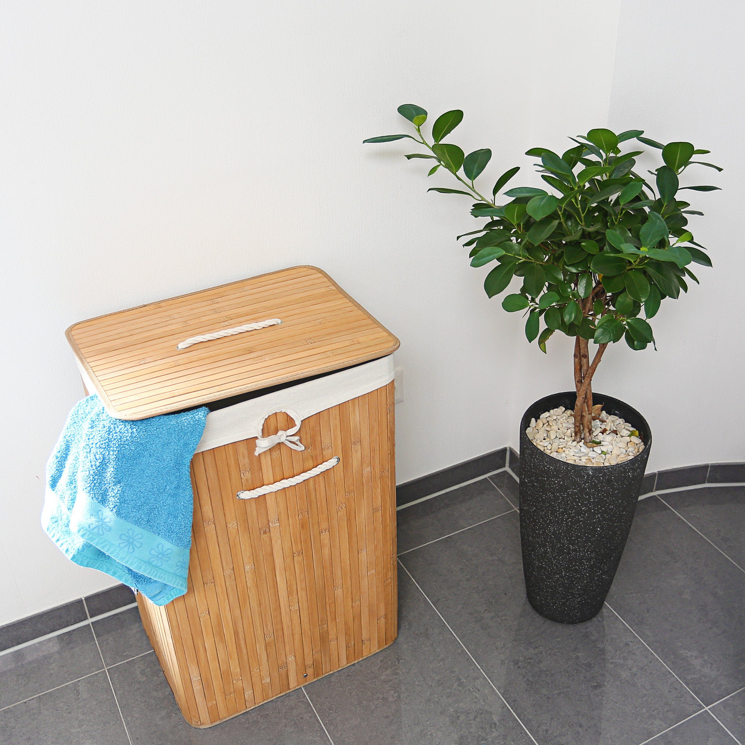 relaxdays Wäschekorb Bambus eckig, natur günstig online kaufen