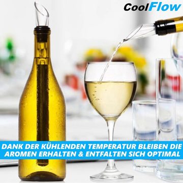 MAVURA Weinkühler CoolFlow Weinkühlstab mit Ausgießer Weinkühlerstab mit Dekanter, Edelstahl Flaschenkühler Stab Weintrinker Weinzubehör