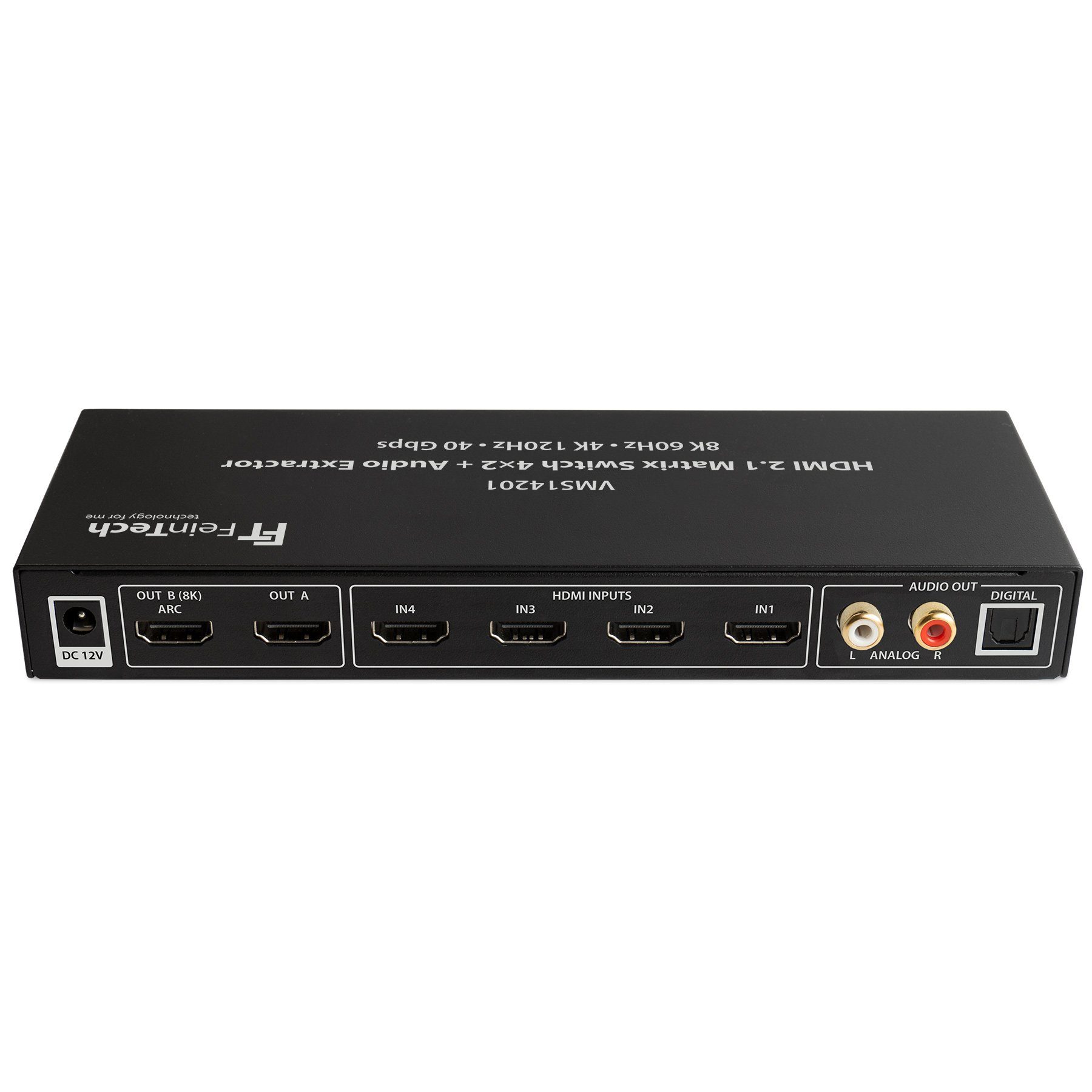 FeinTech Audio / Video Matrix-Switch VMS14201 HDMI 2.1 Matrix Switch 4x2 mit Audio Extractor, 4K 120Hz