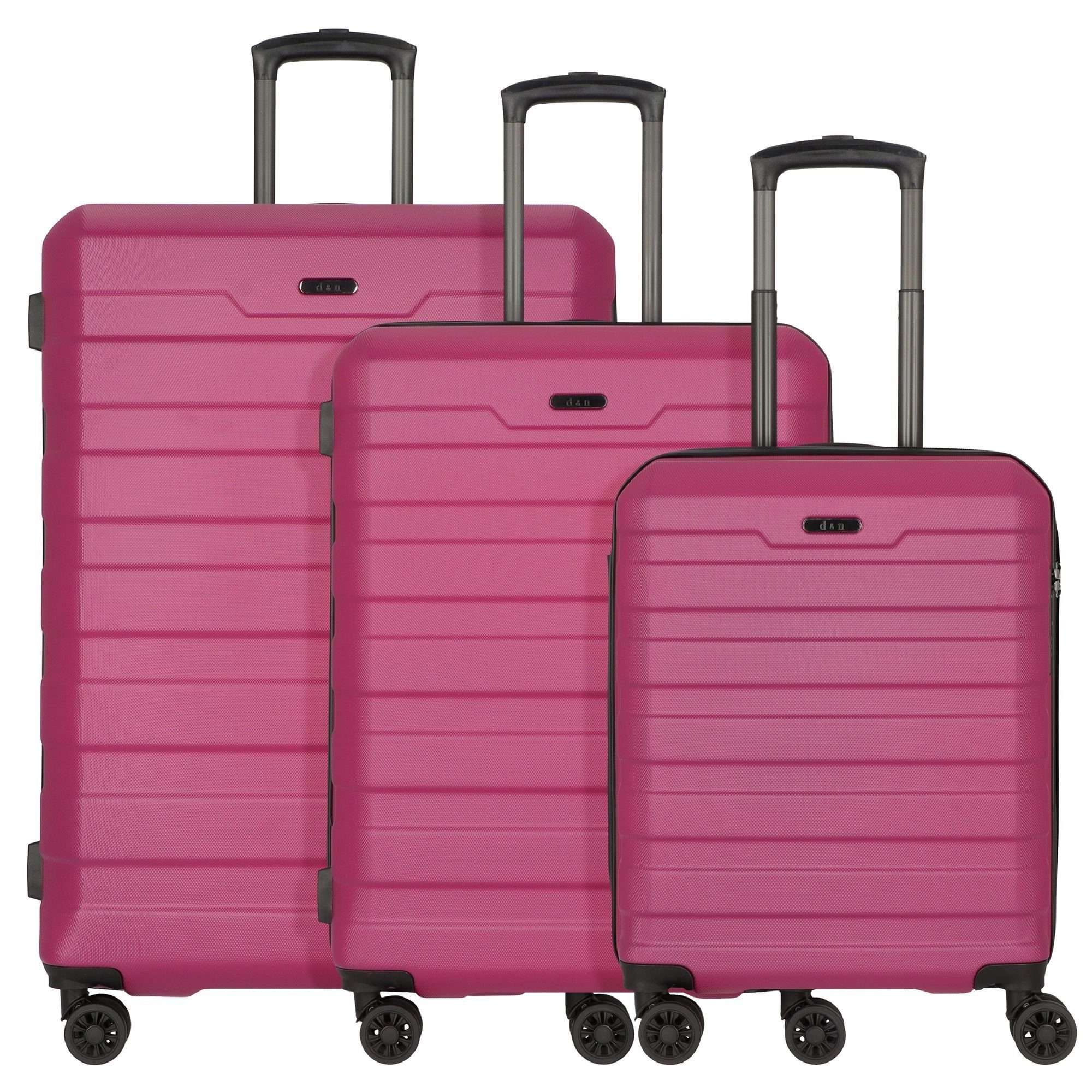 D&N Trolleyset Travel Line 2400, 4 Rollen, (3-teilig, 3 tlg), ABS pink