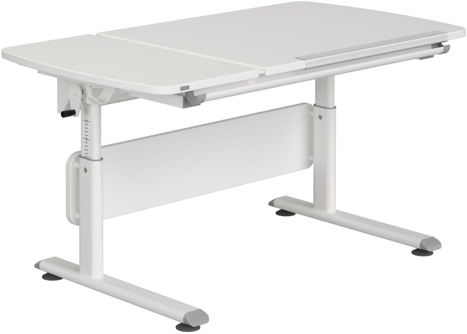 PAIDI Kinderschreibtisch DIEGO CURVED GT, Schülerschreibtisch, ergonomisch, mitwachsend, stufenlos höhenverstellbar, geteilte Tischplatte neigbar