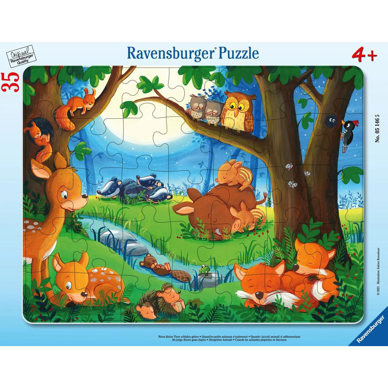 Ravensburger Puzzle Ravensburger Kinderpuzzle - 05146 Wenn kleine Tiere schlafen gehen..., 35 Puzzleteile