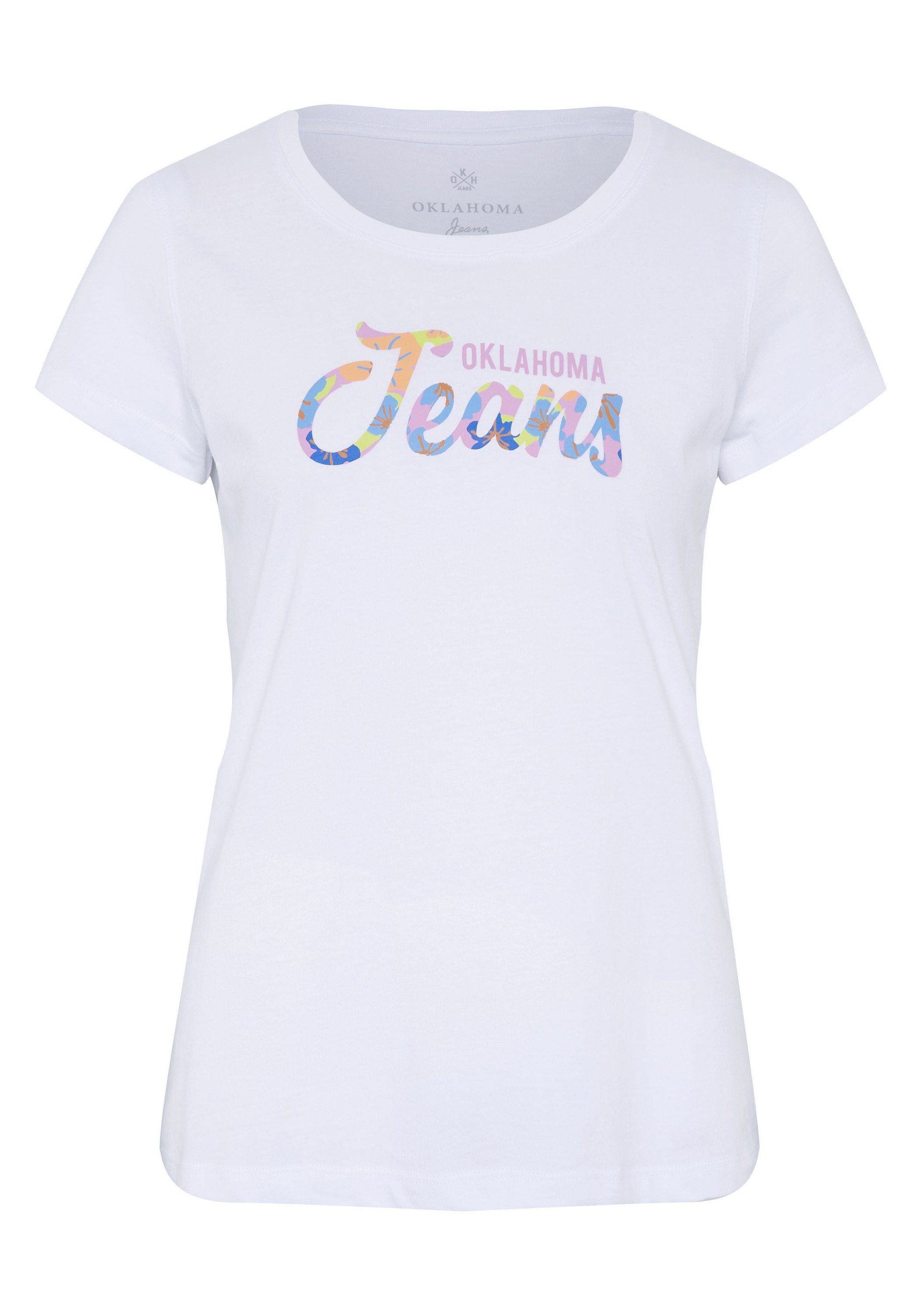 Jeans White Label-Akzent Print-Shirt Oklahoma floralem mit Bright 11-0601